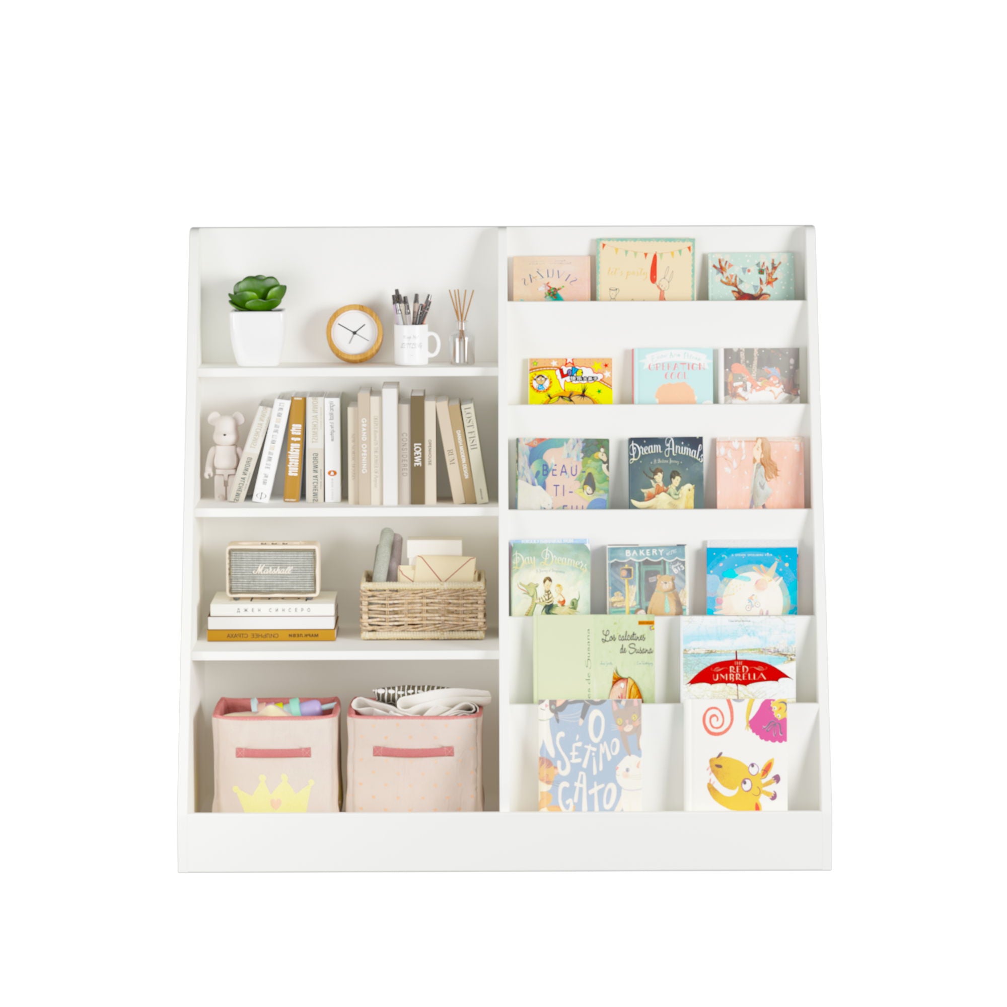 Bookshelf And Toy Storage Organizer, 4 Tier Bookcase With Display Stand For Playroom