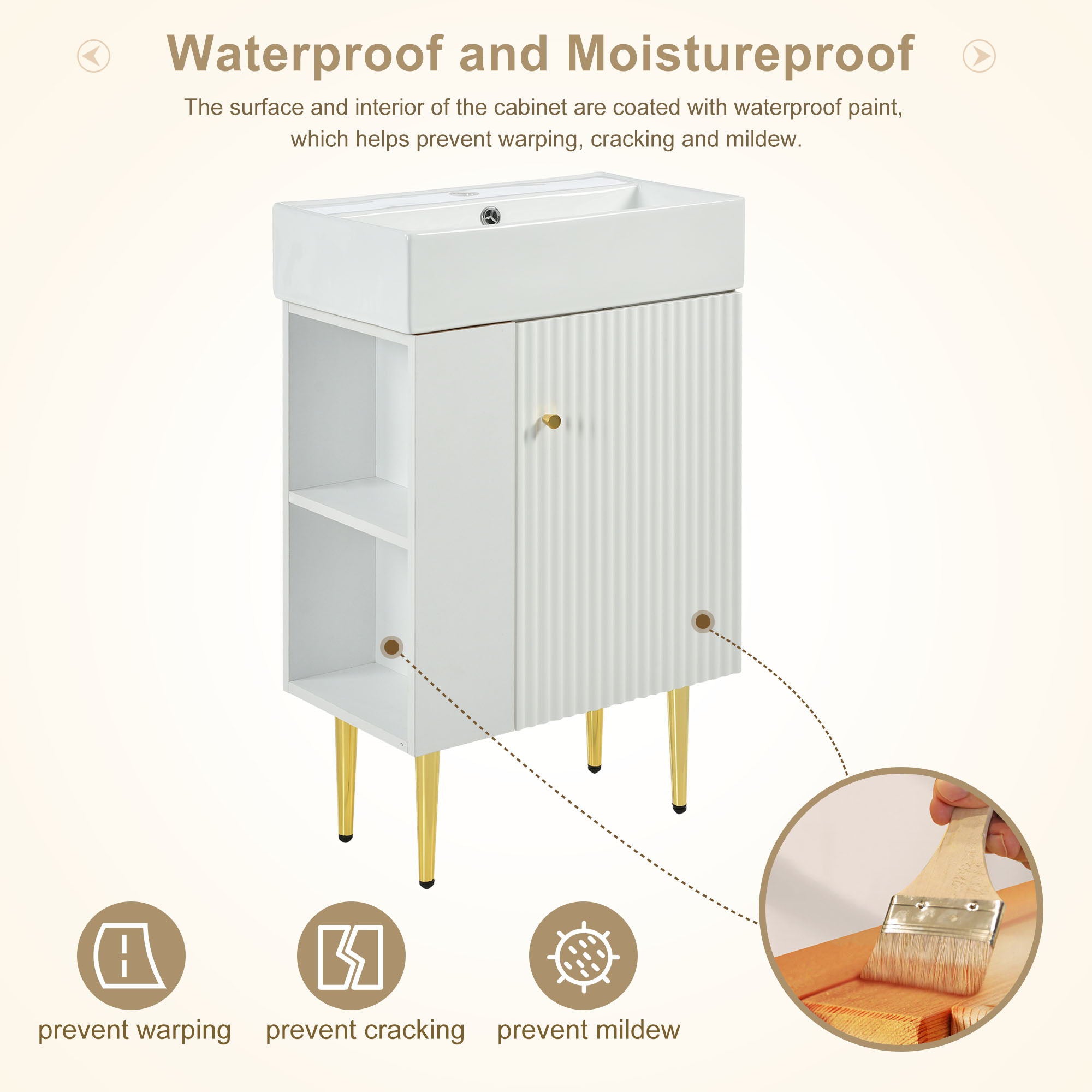 Bathroom Vanity, Combo Cabinet, Bathroom Storage Cabinet, Single Ceramic Sink