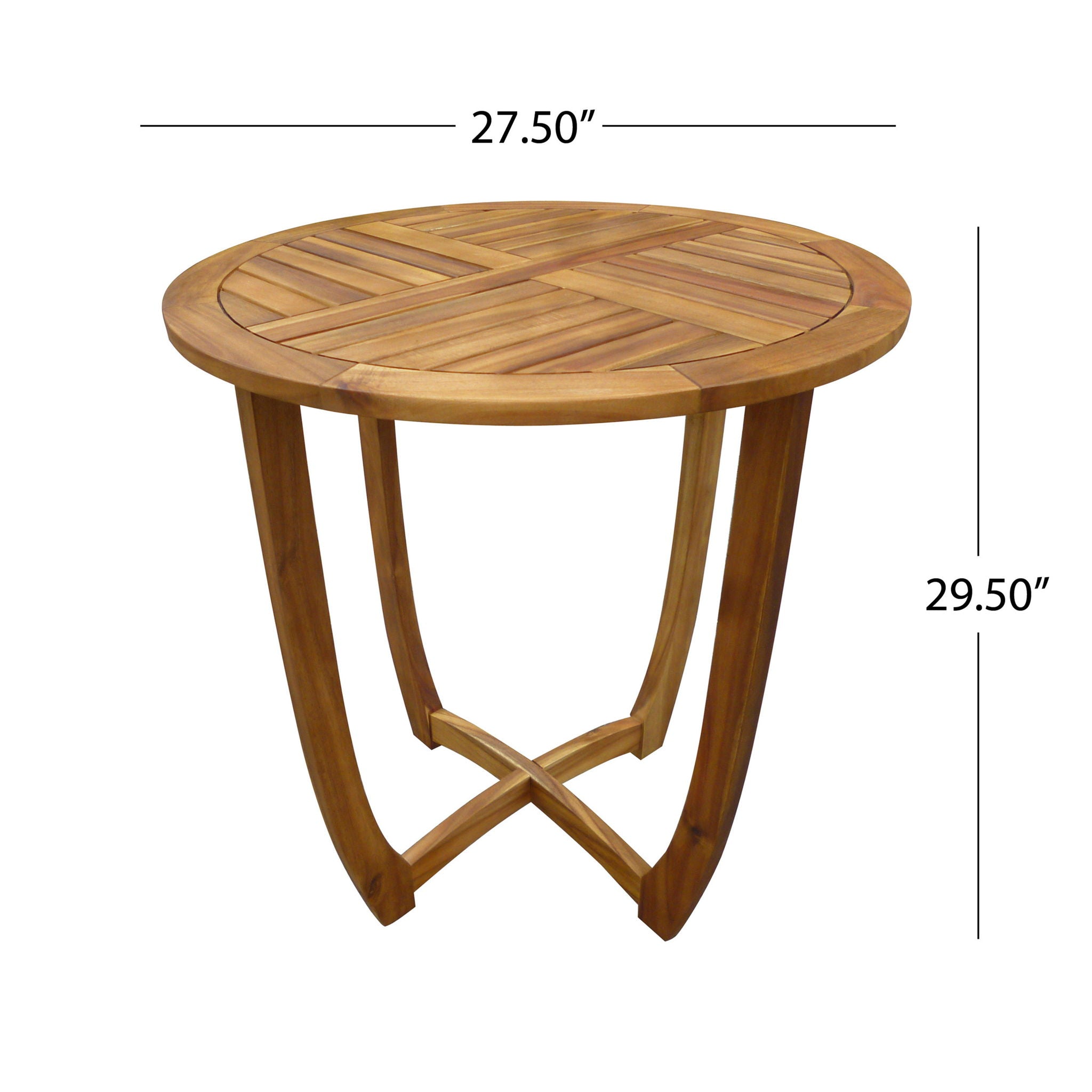 Outdoor Circular Wood Bistro Table With Curved Legs And Slat Panel Table Top - Teak - Best Buy Furniture