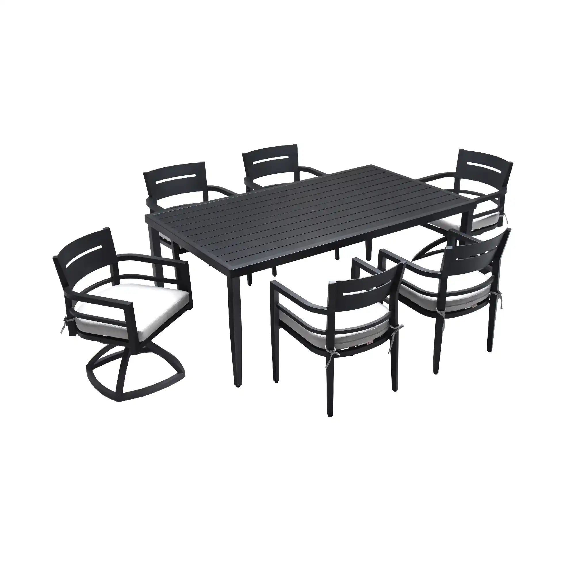 7-Piece Modern Aluminum Patio Dining Set, Ember Black