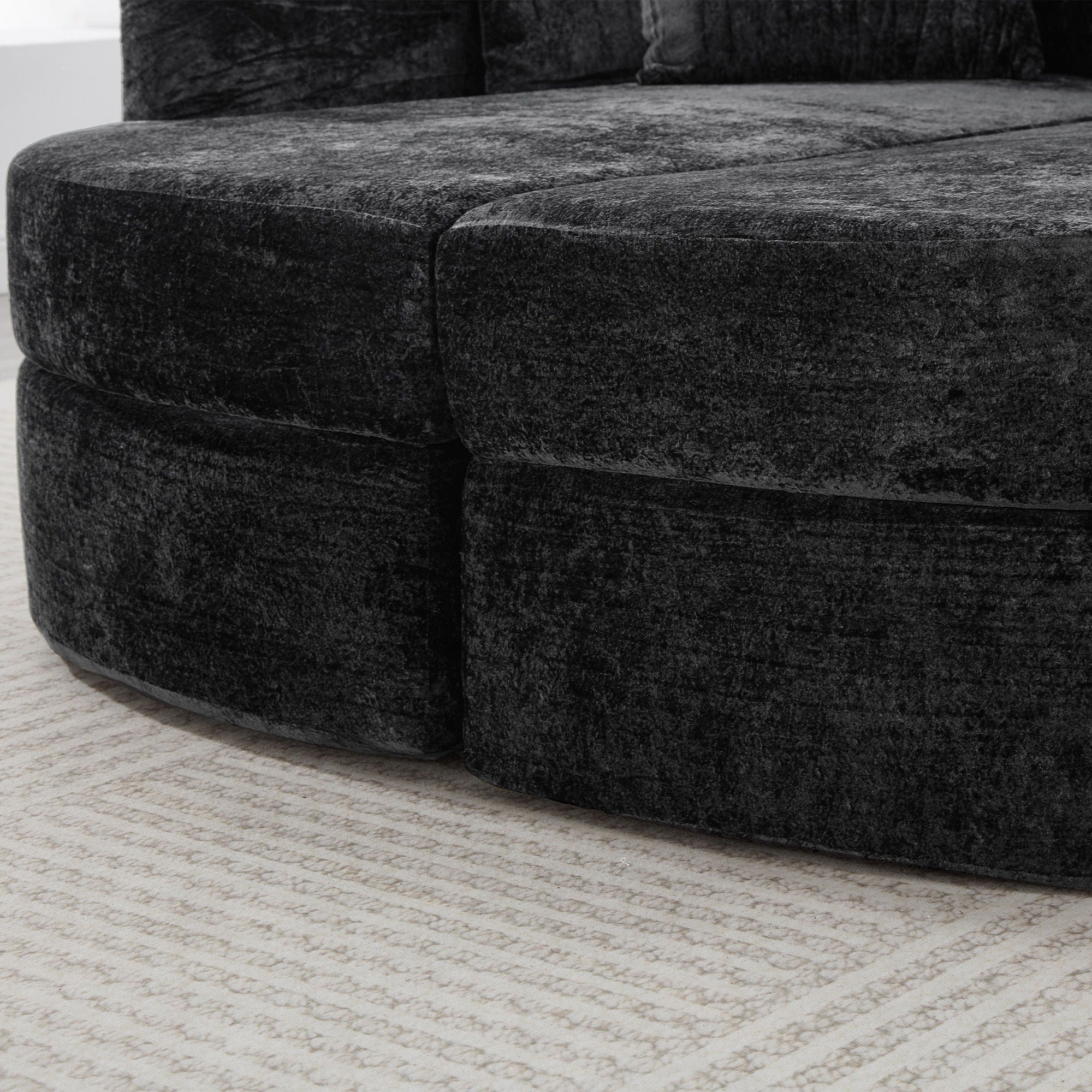 Boneless Design Upholstered Sofa Bed With Cup Holders