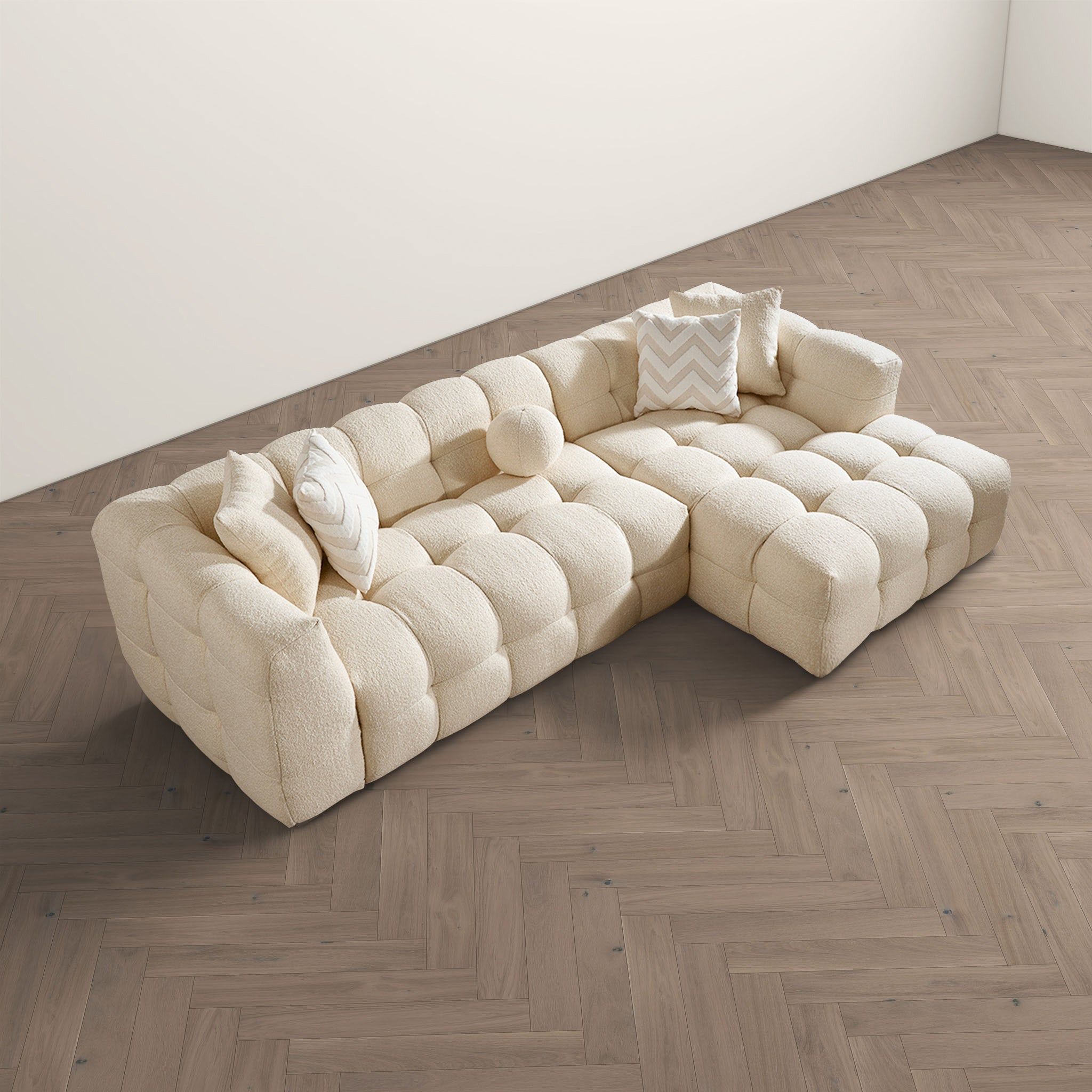 Alana - Tufted Right Sectional Sofa - Ivory