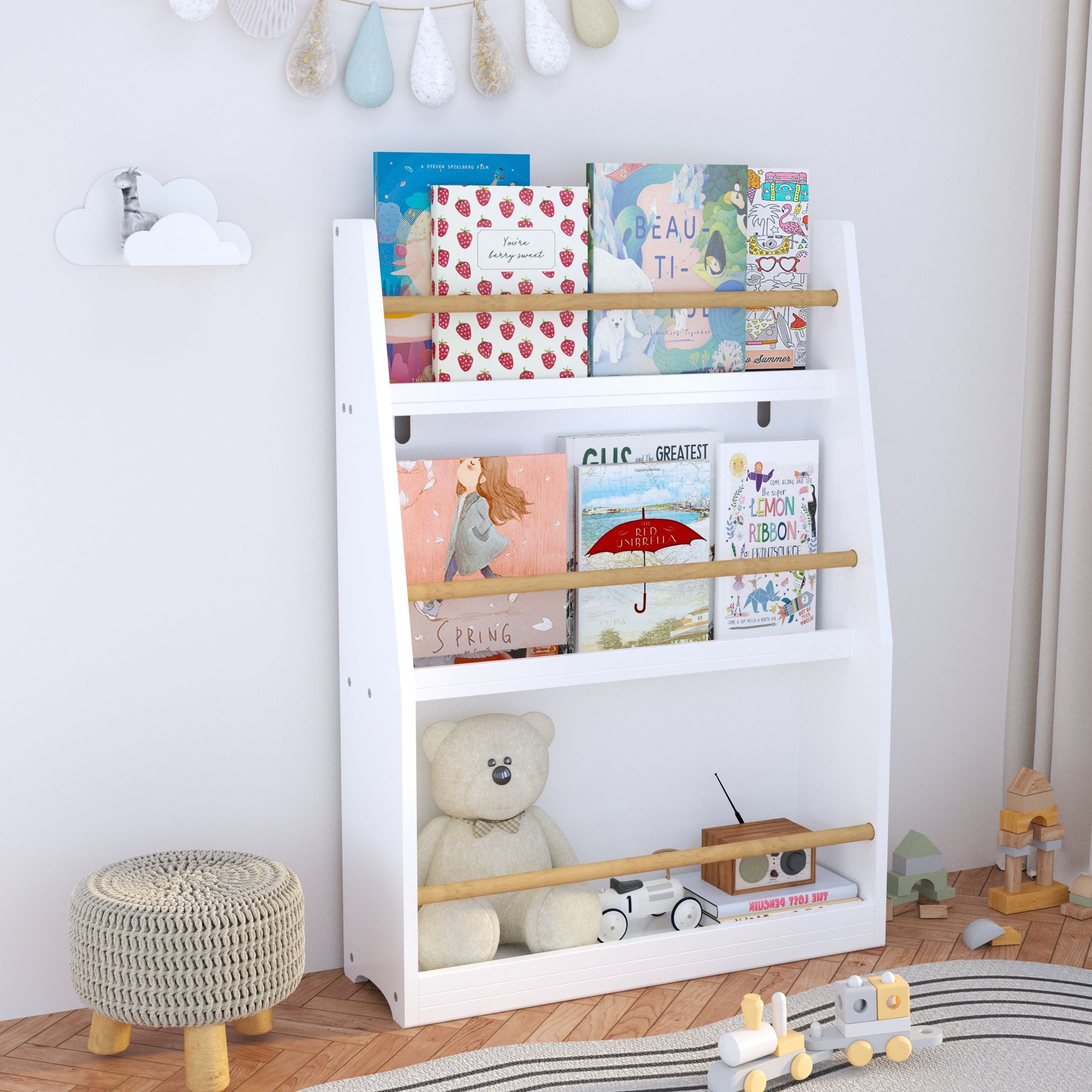 3 Tier Book Shelf, Compact Storage For Bedrooms