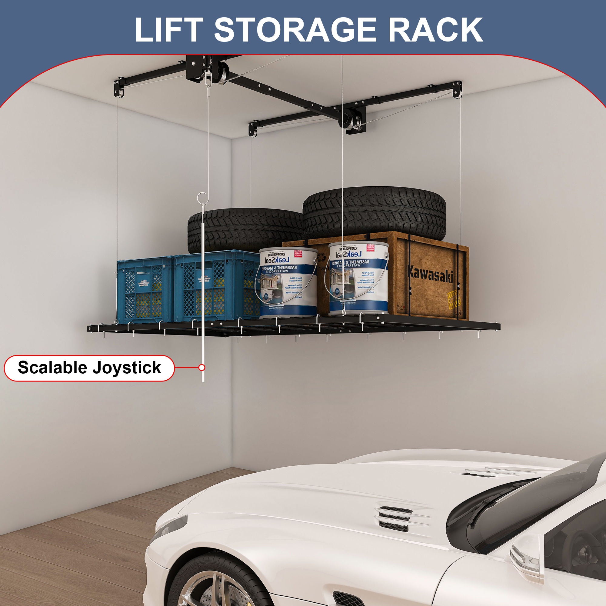 4 X 8 Ft Overhead Garage Storage Rack - Black