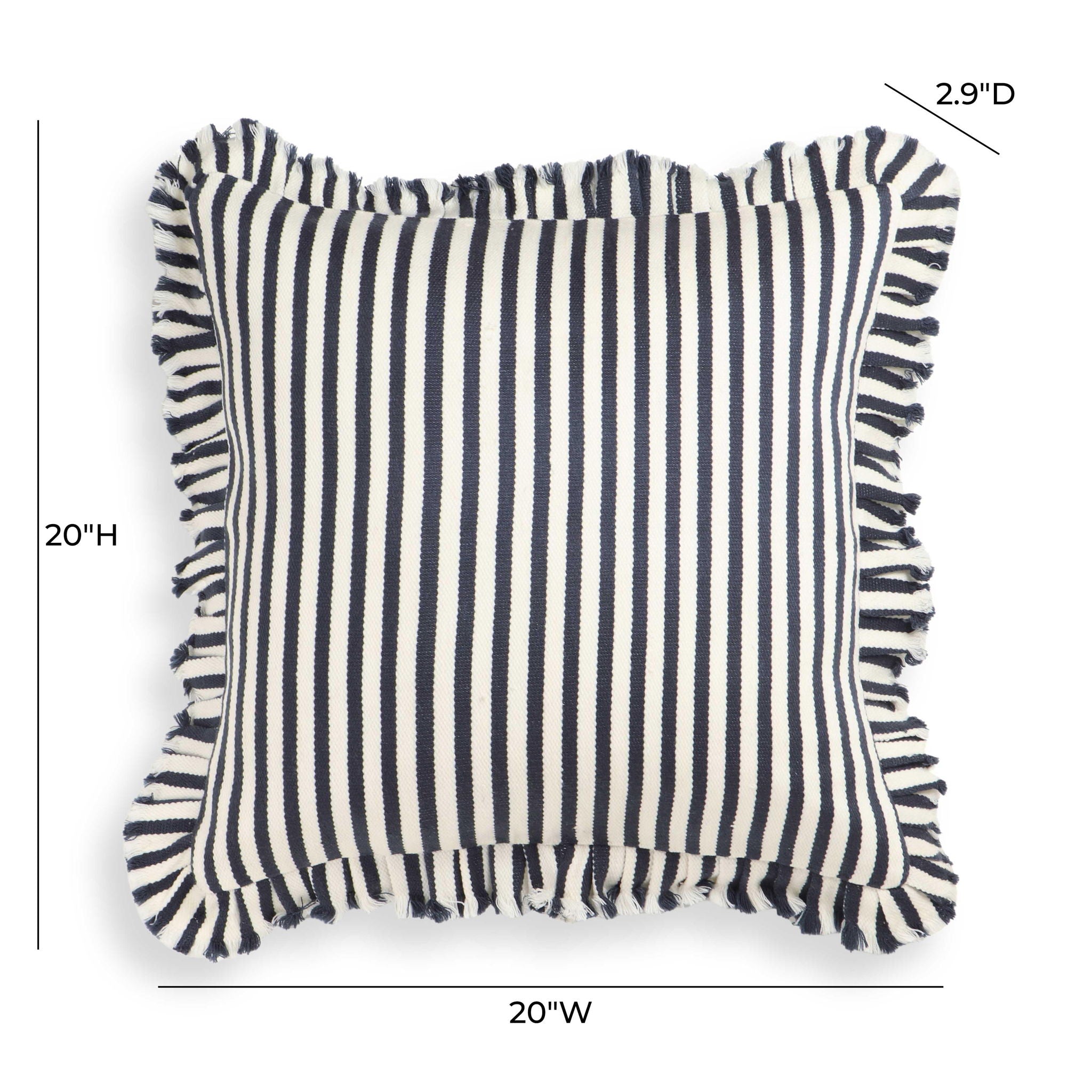 Alessia - Striped Ruffle 20" Square Accent Pillow