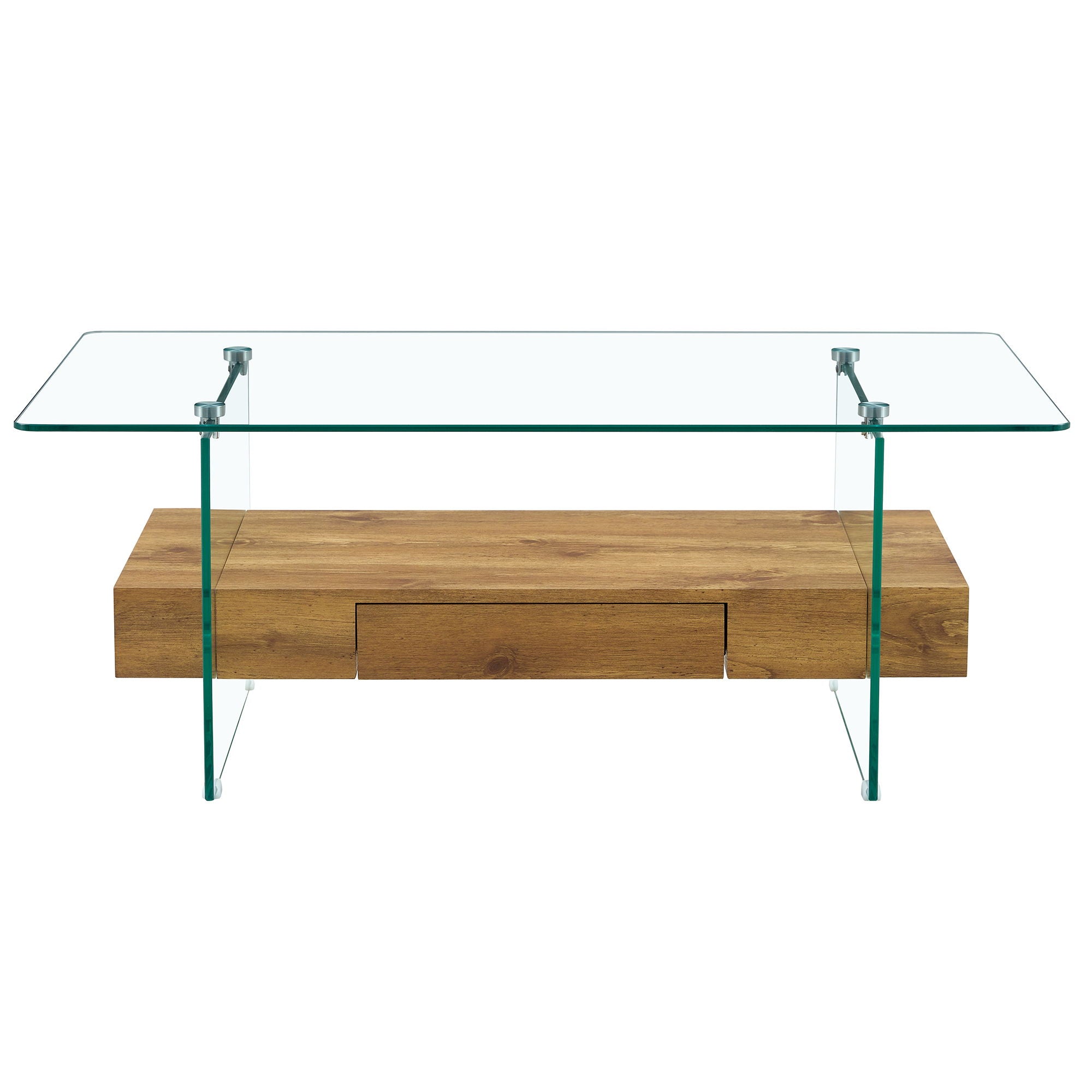 Modern 2 Tier Square Coffee Table, Elegant Marble Pattern