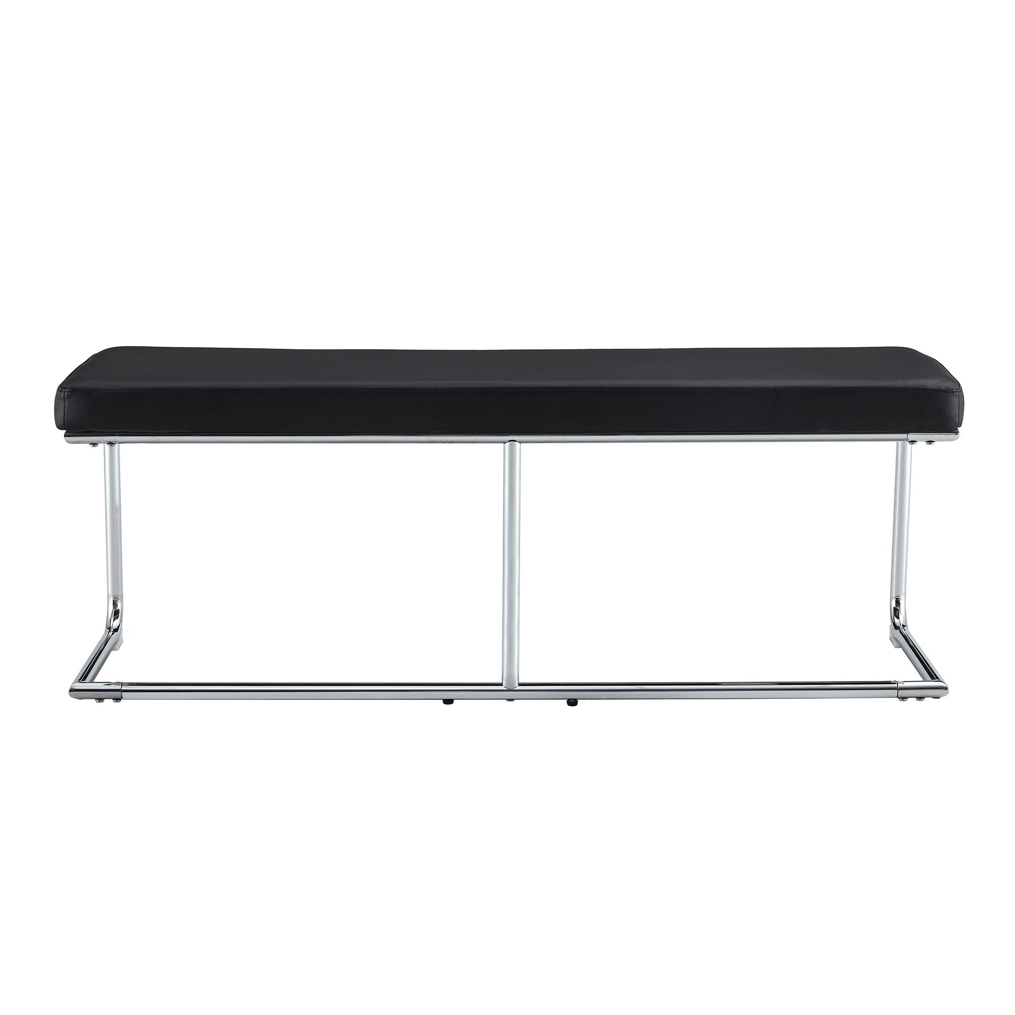 Shoe Changing Bench With Silver Metal Legs For Versatile Use - Black