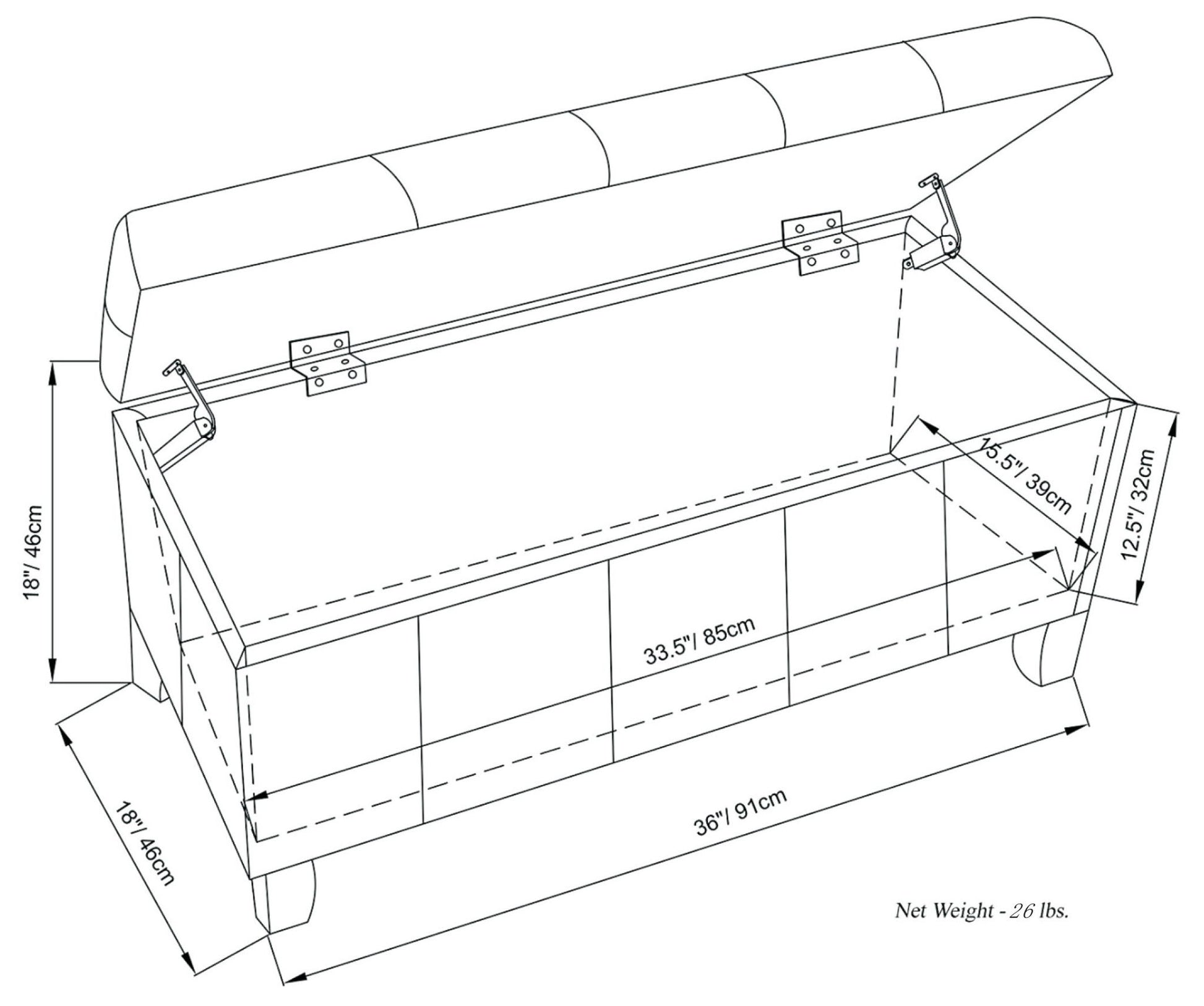 Dover - Upholstered Storage Ottoman Bench - Best Buy Furniture