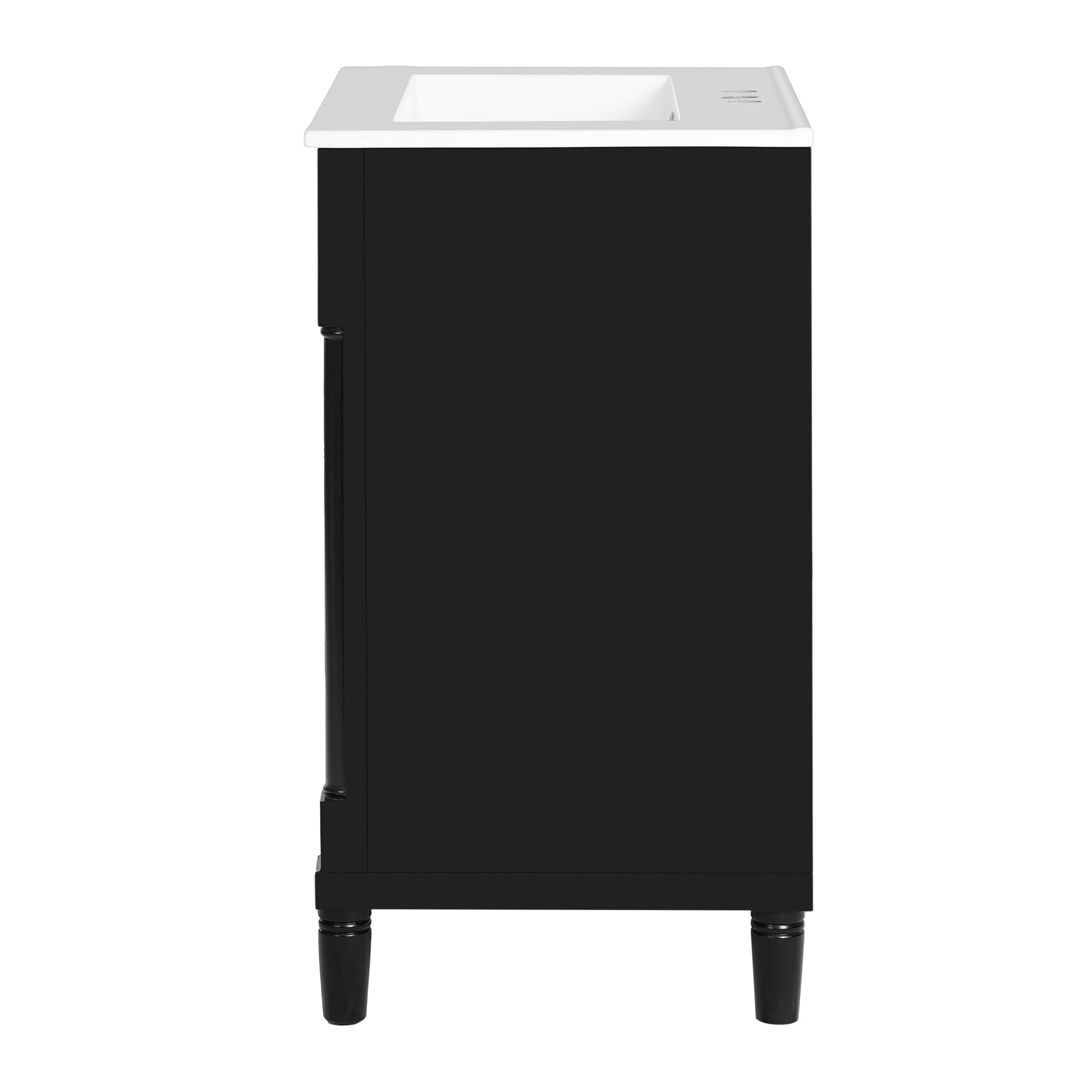 Bathroom Vanity With Integrated Sink, 2 Door Cabinet - Black