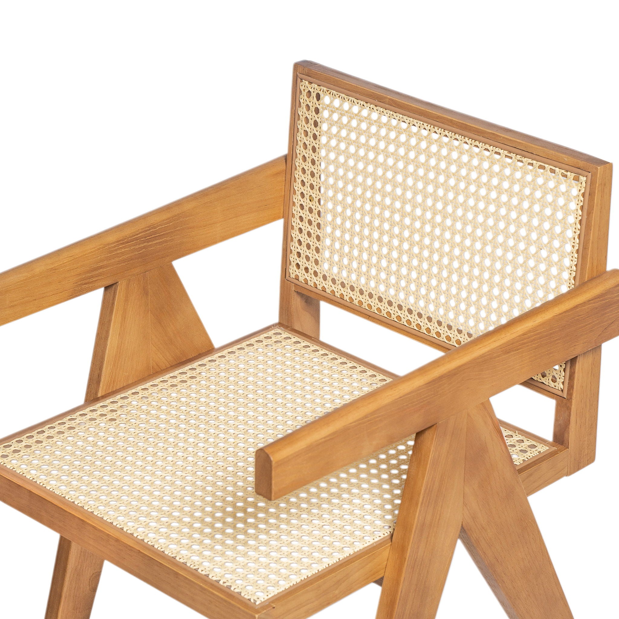 Chandigarh Arm Dining Chair With Natural Cane Design (Set of 2)