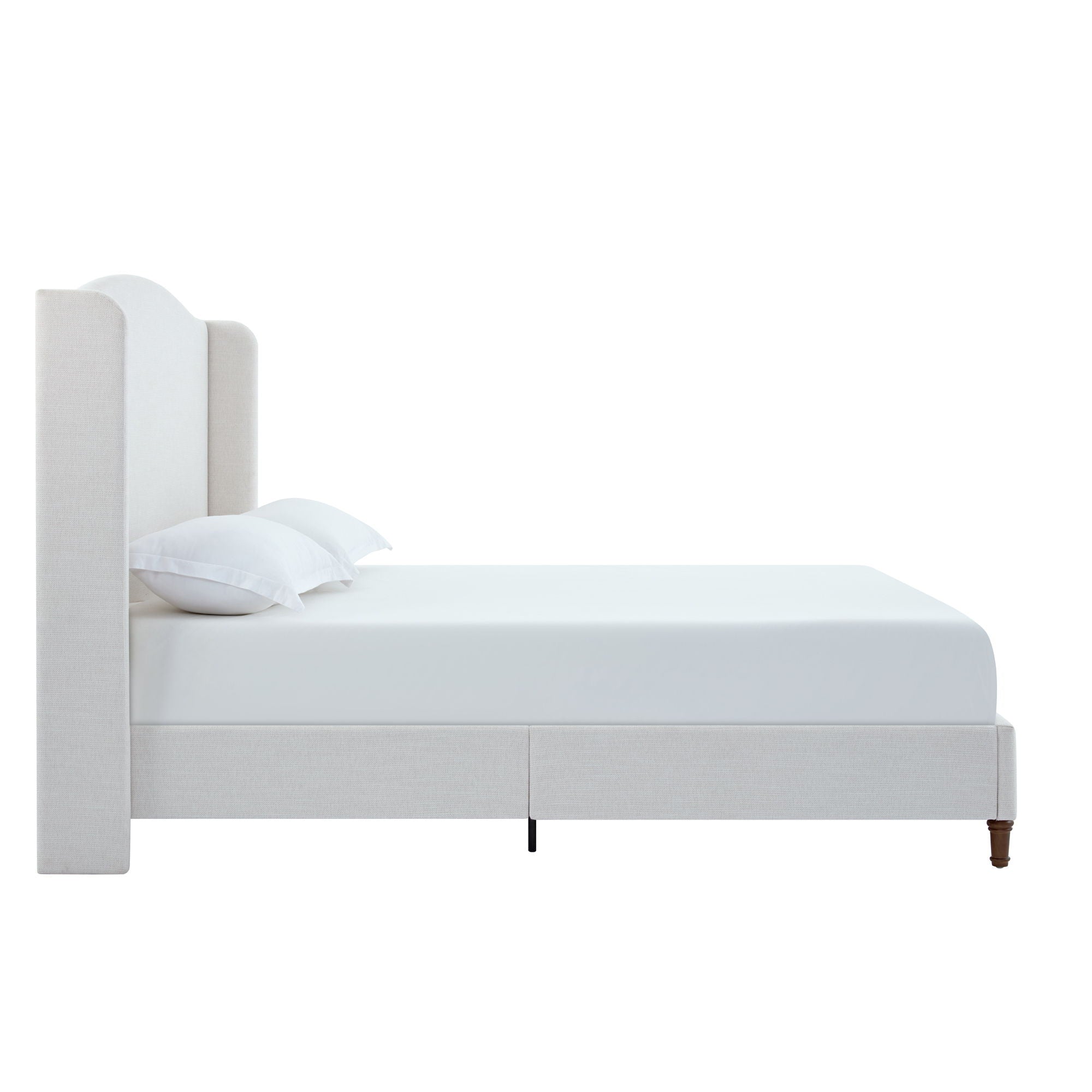 Hannah - Upholstered Wingback Bed Size / Tall Headboard Upholstered King Bed / Premium Textured Canvas Chenille Look / Minimalist Designs / No Box Spring Needed