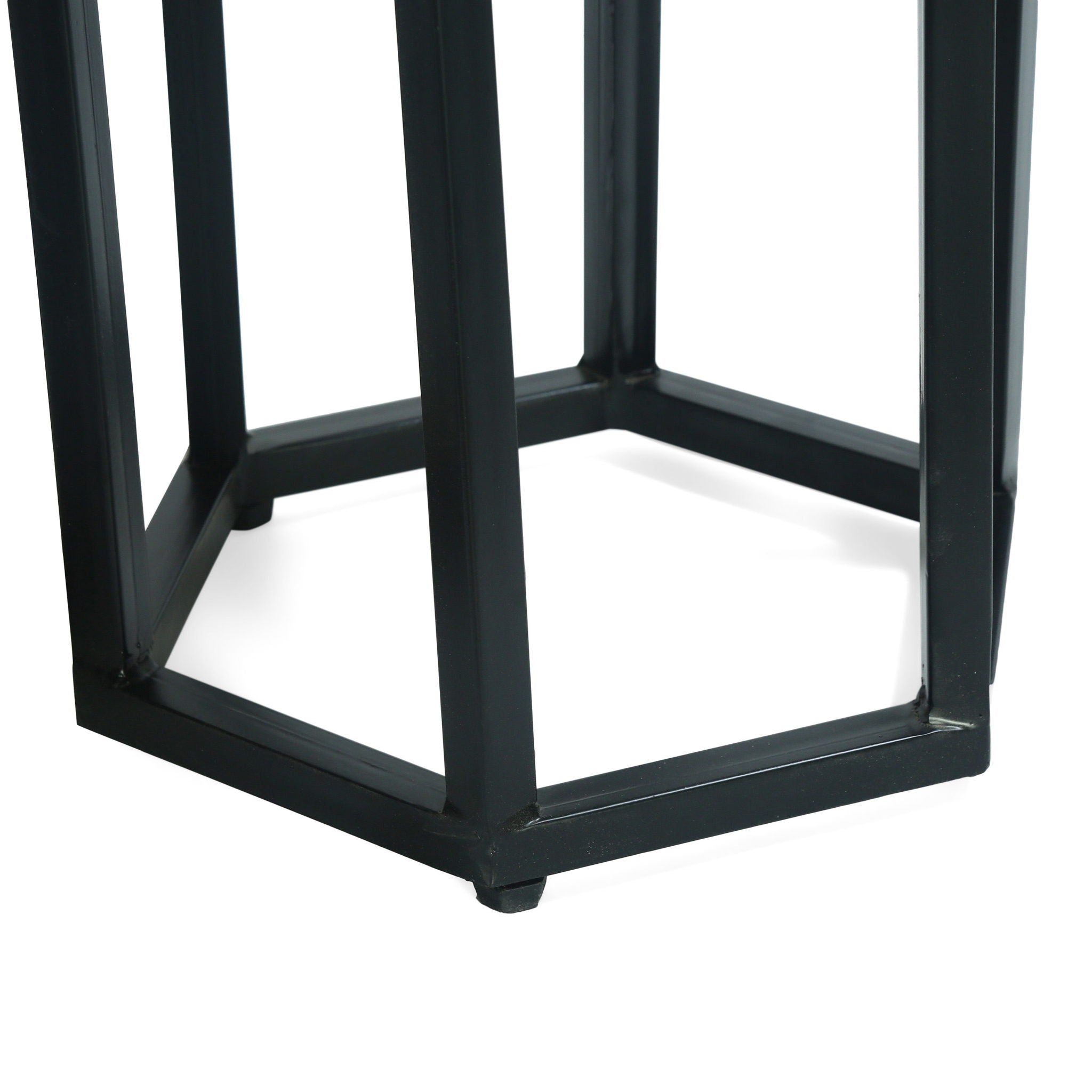 Modern Industrial End Table (Set of 3) - Black / Natural