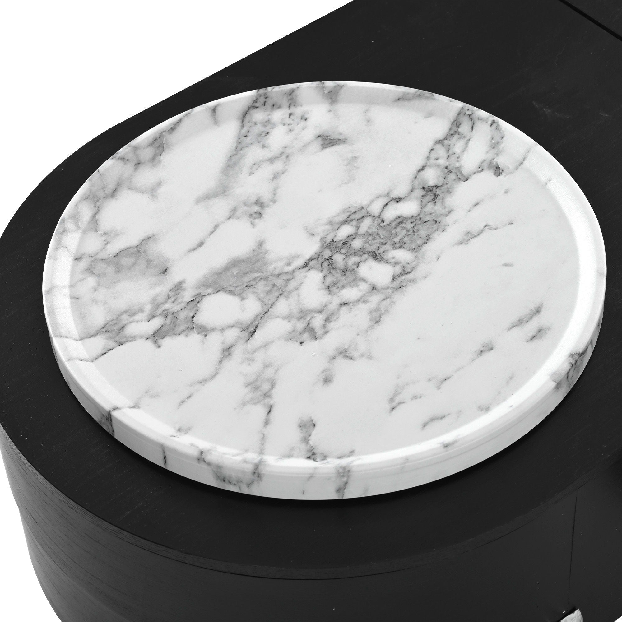 Lift Top Coffee Table With 360 Degree Marble Patterned Rotating Tray