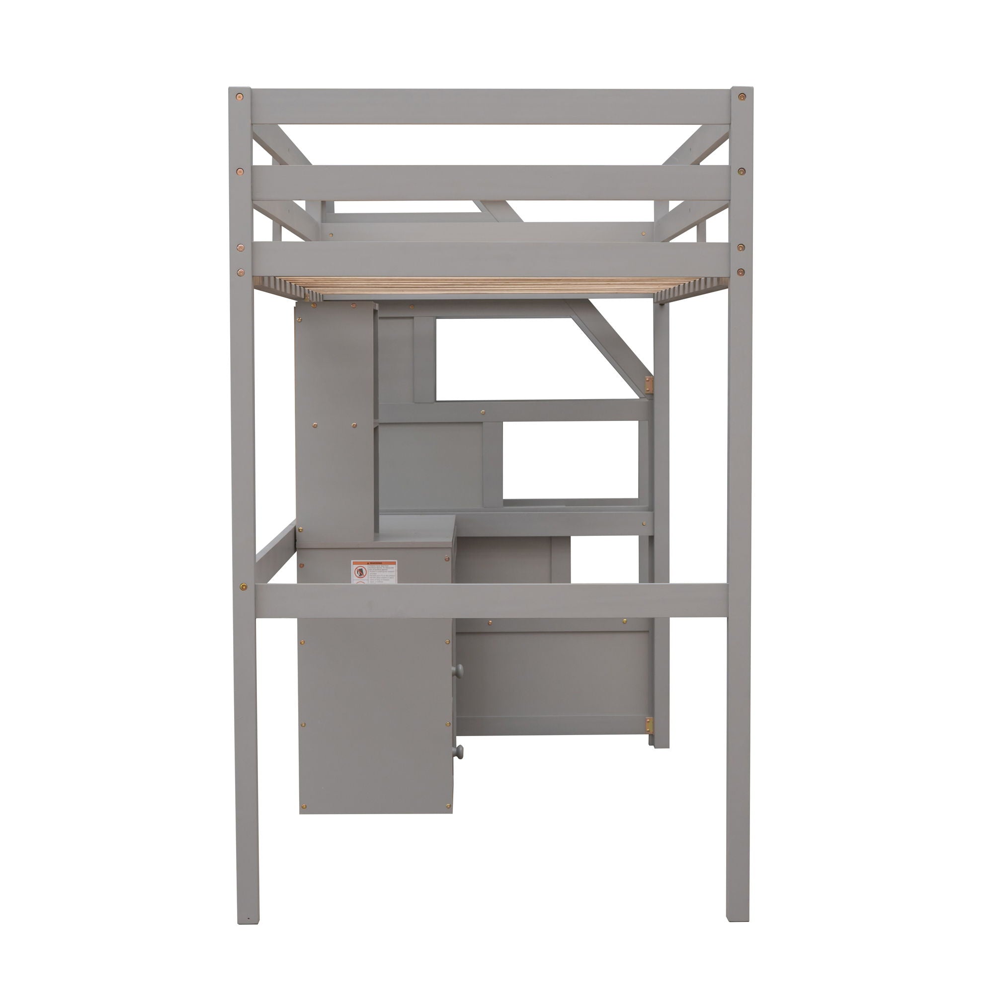Loft Bed With Stand Alone Bed, Storage Staircase, Desk, Shelves, And Drawers