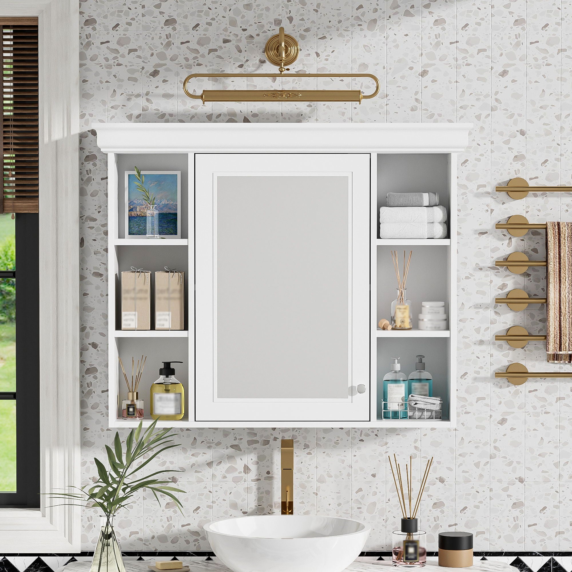 Wall Mounted Bathroom Storage Cabinet With Mirror Door