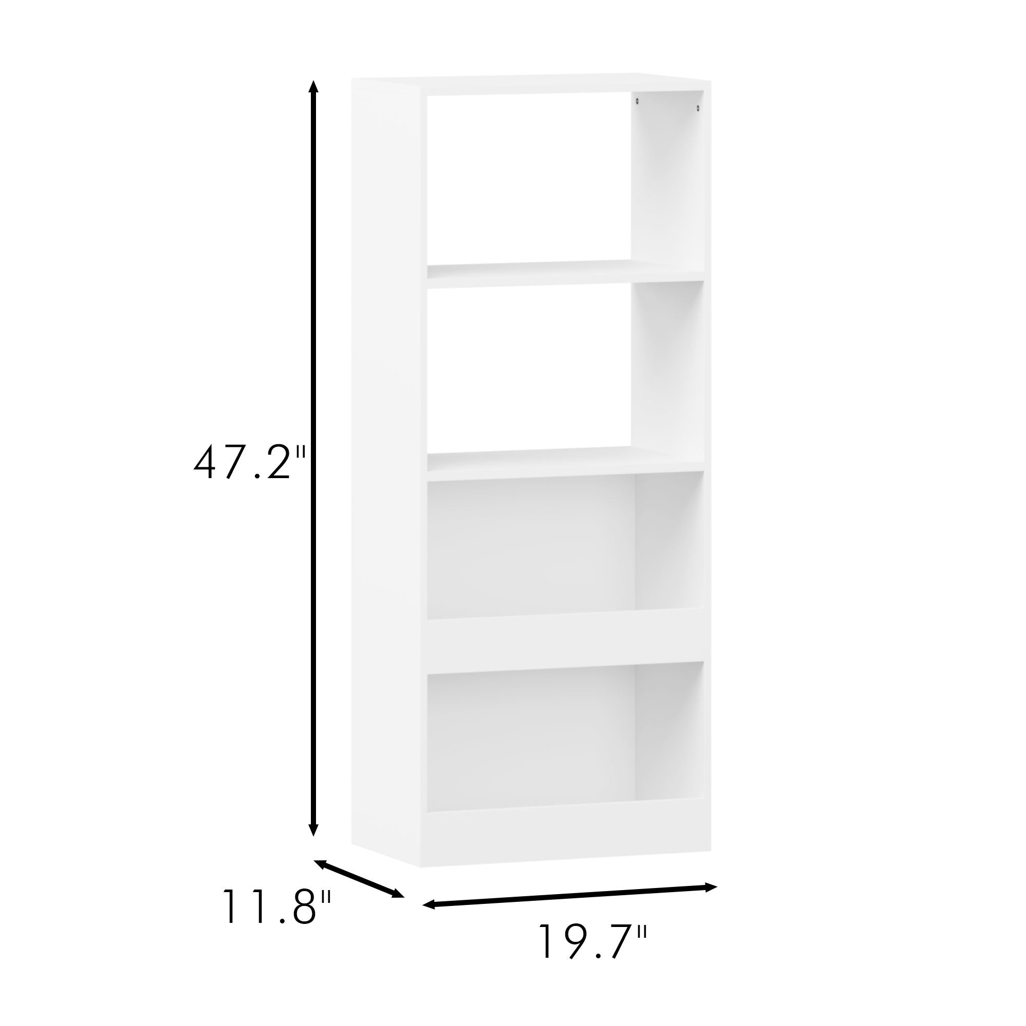 Bookshelf 4 Tier Wall Mounted Bookcase Organizer, Storage Cabinet For Bedroom - White