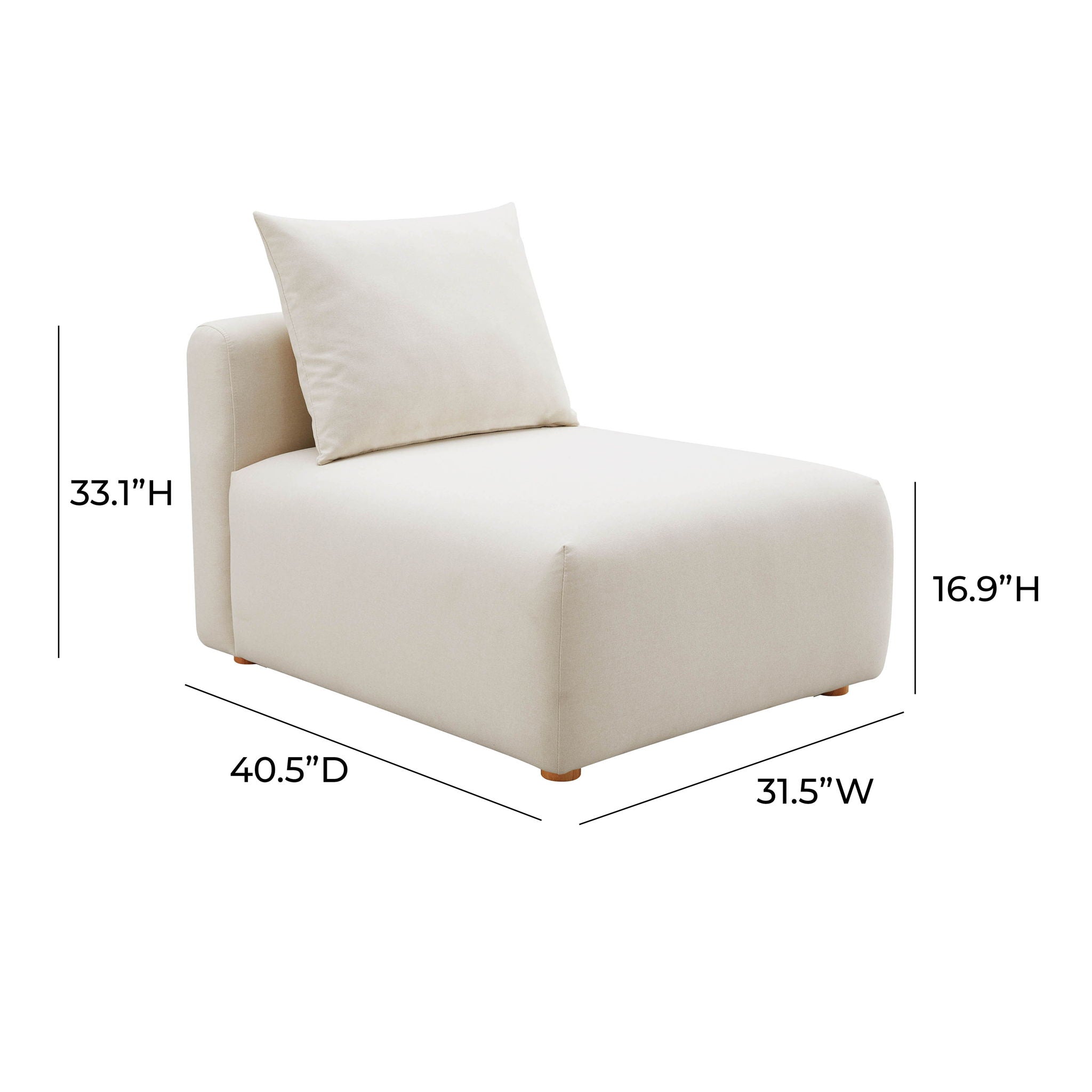Hangover - Linen Modular Armless Chair - Cream