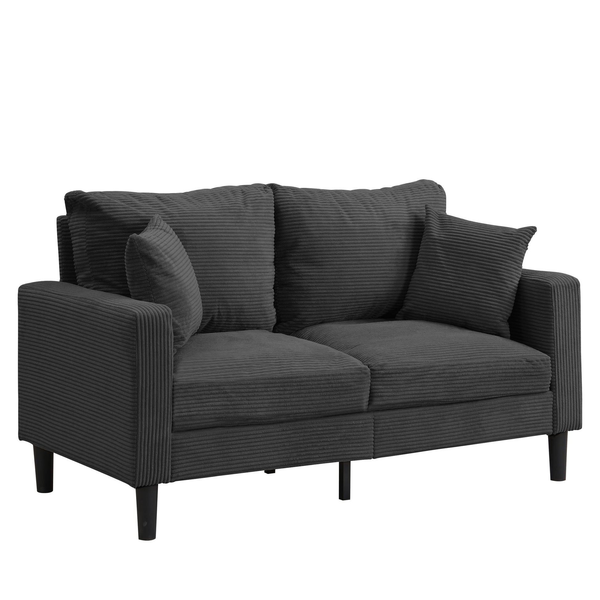 Modern Upholstered Loveseat Sofa With High Resilience, Wooden Frame - Dark Gray - Best Buy Furniture