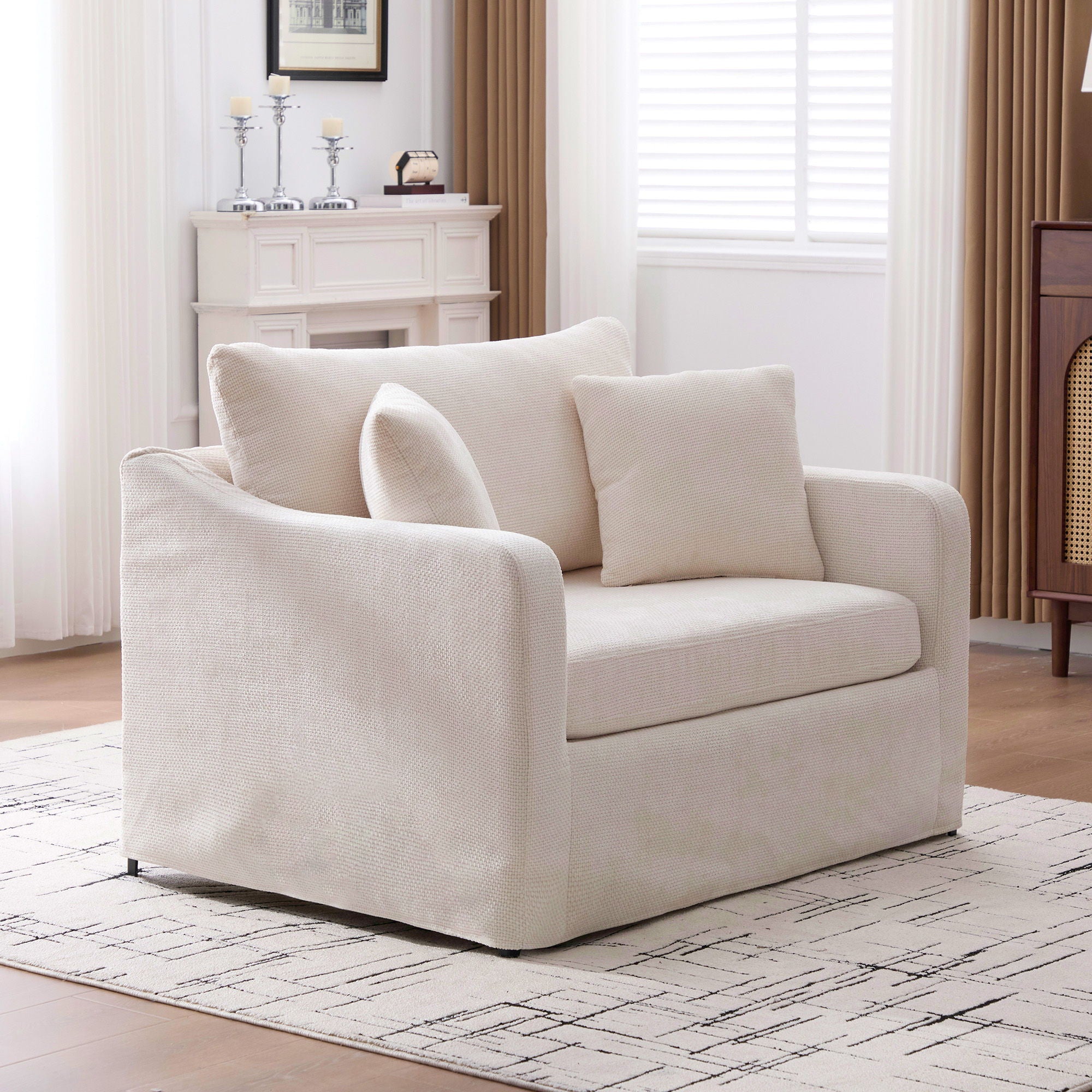 Accent Chair With 2 Bolster Pillows