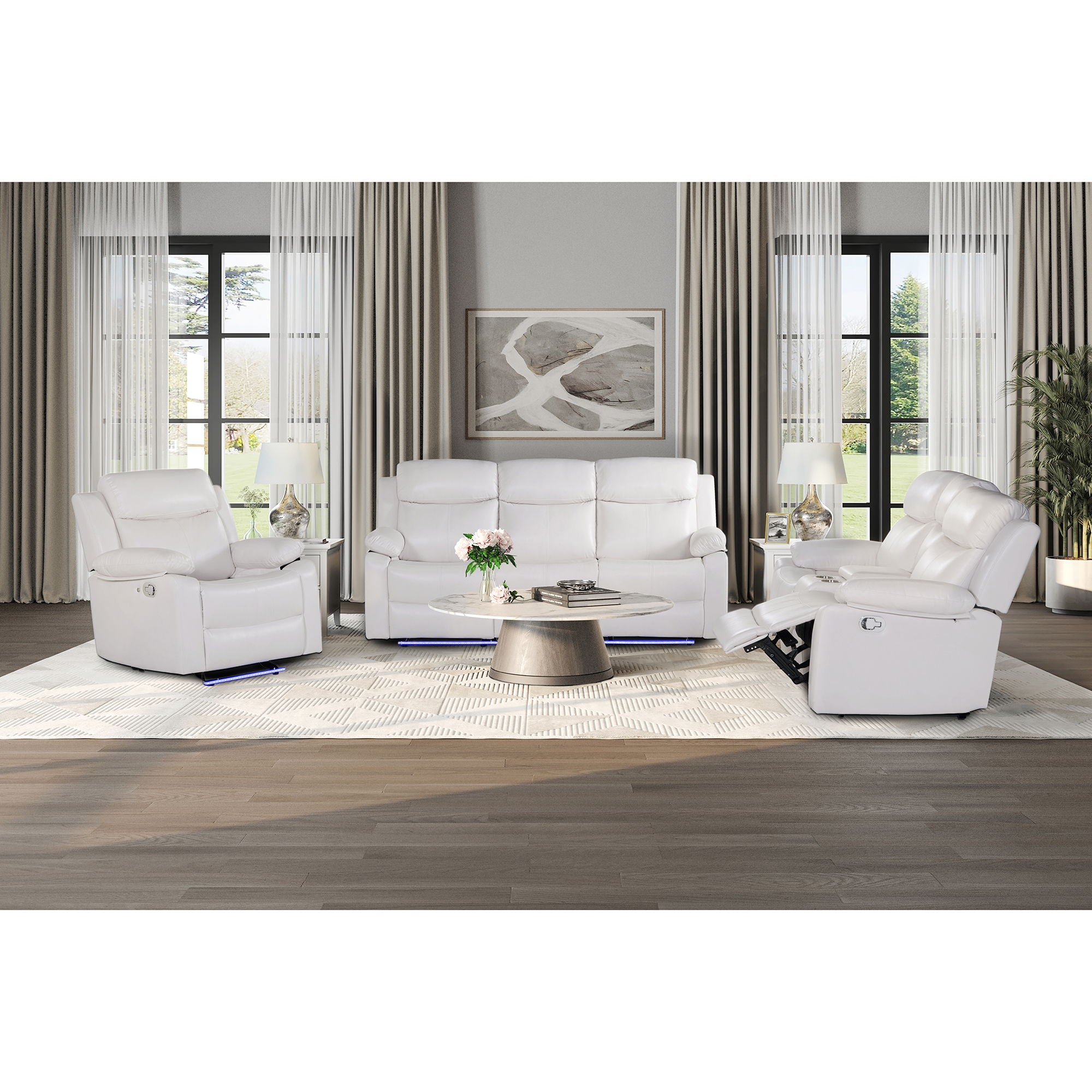 Blanche - Console Reclining Loveseat With LED Lights