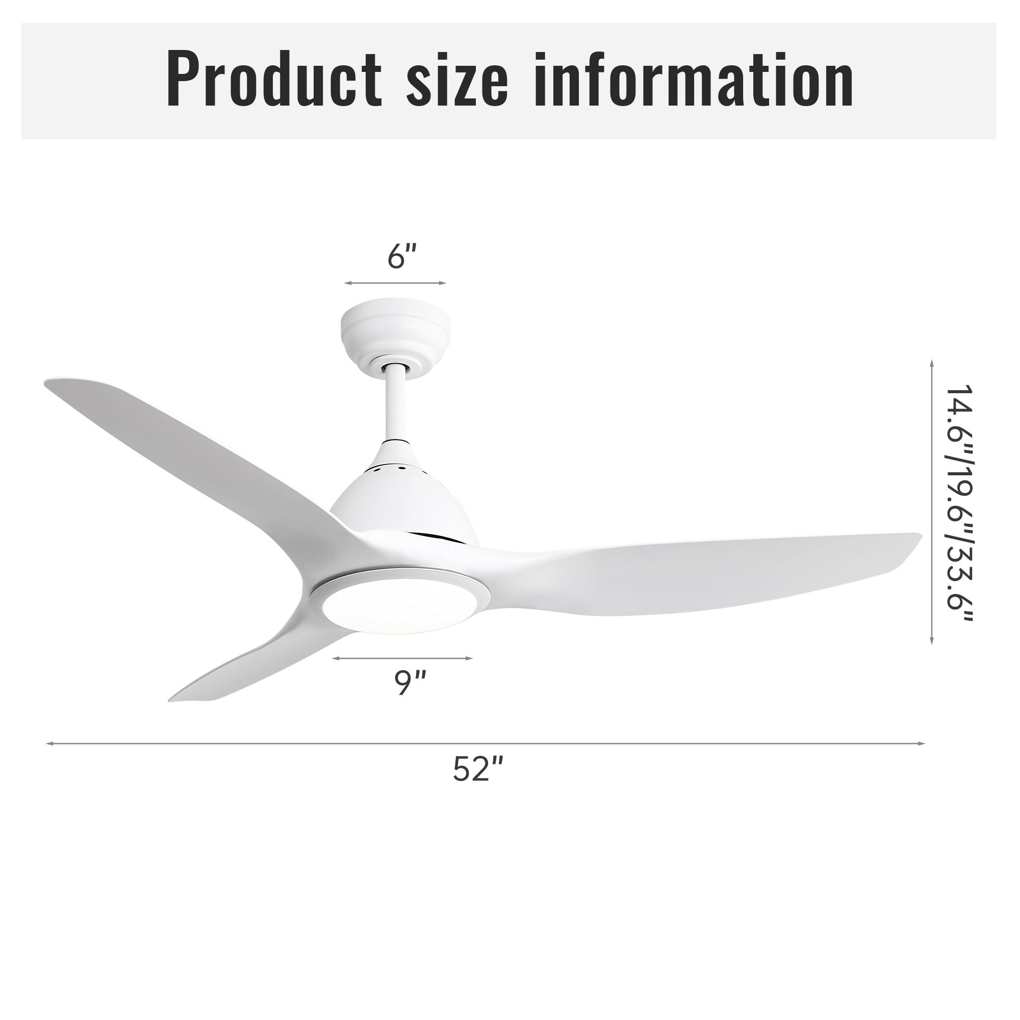 Bredoom Ceiling Fan With Remote Control And LED Light, Blades, Reversible DC Motor For Indoor / Outdoor Use