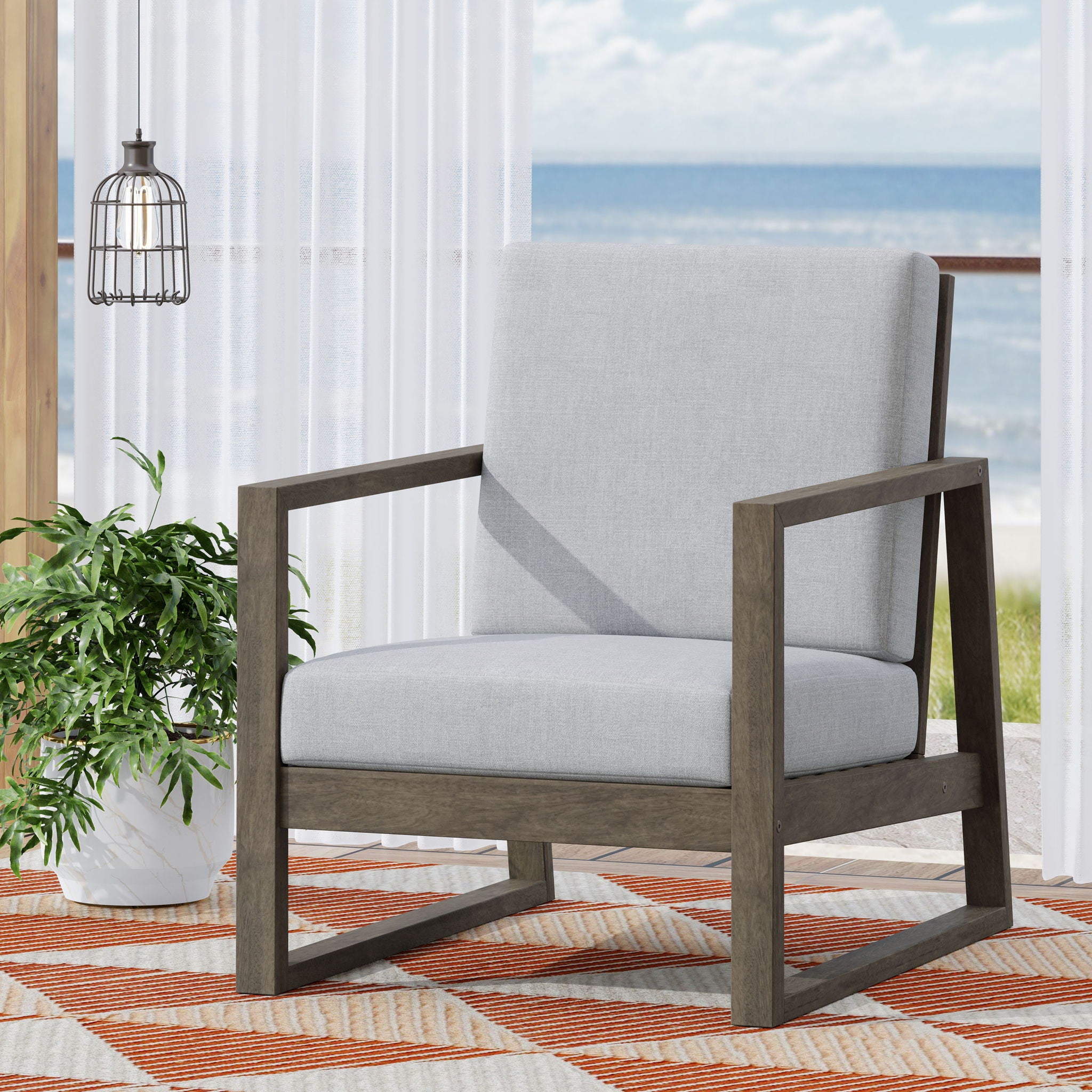 Nexusia - Outdoor Acacia Wood Club Chair With Slat Design