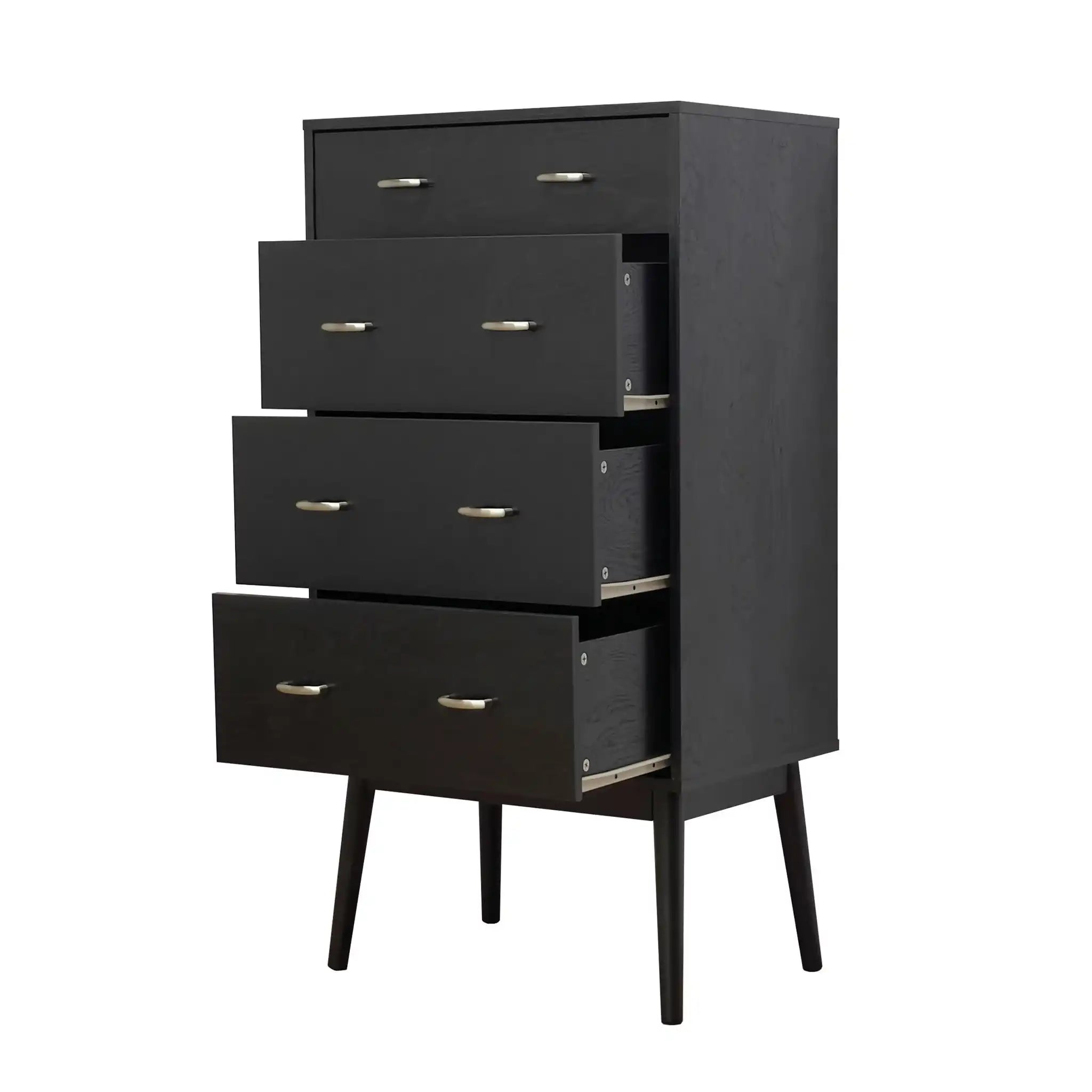 Wilbur - Faux Wood And Rubberwood 4 Drawer Dresser - Black