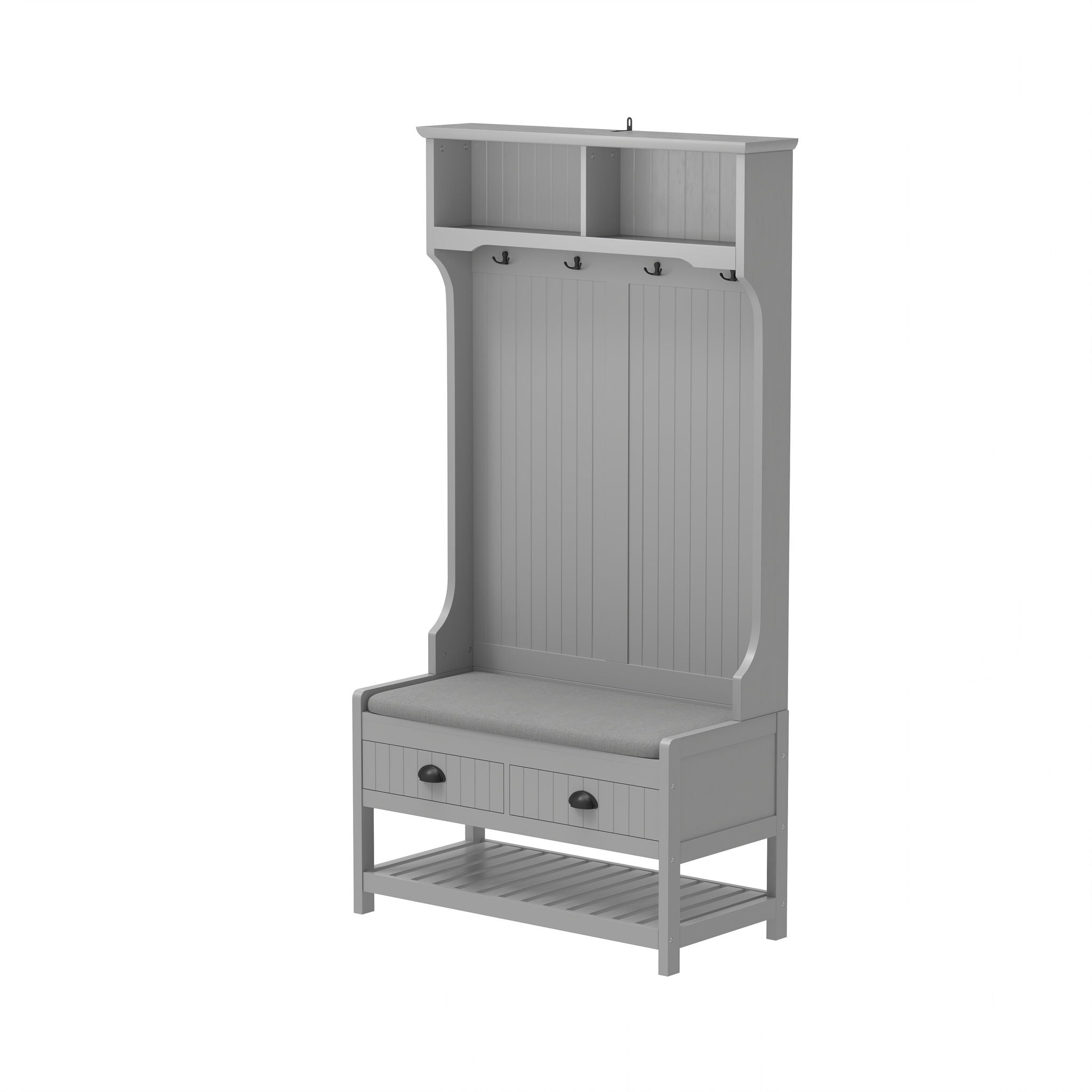 Modern 3 In 1 Hallway Hall Tree With Storage Drawers, Coat Rack, Shoe Rack Bench And Cushion