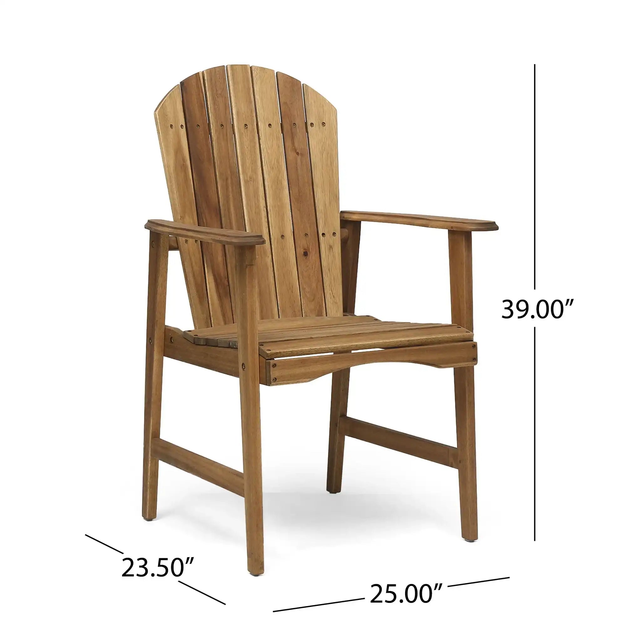 Outdoor Weather Resistant Acacia Wood Adirondack Dining Chairs (Set of 2)