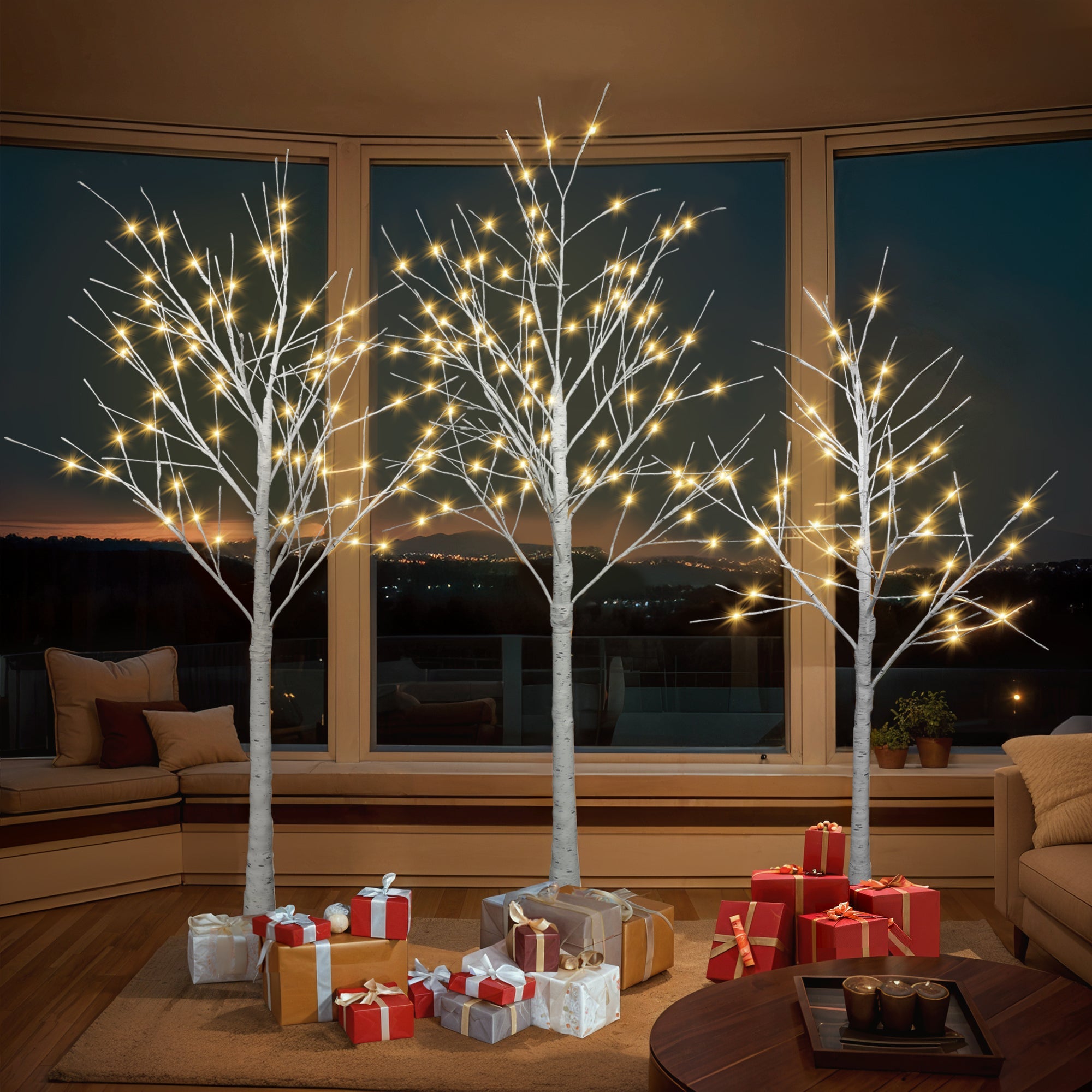 Illuminated Birch Tree Trio - Set of 3 Trees