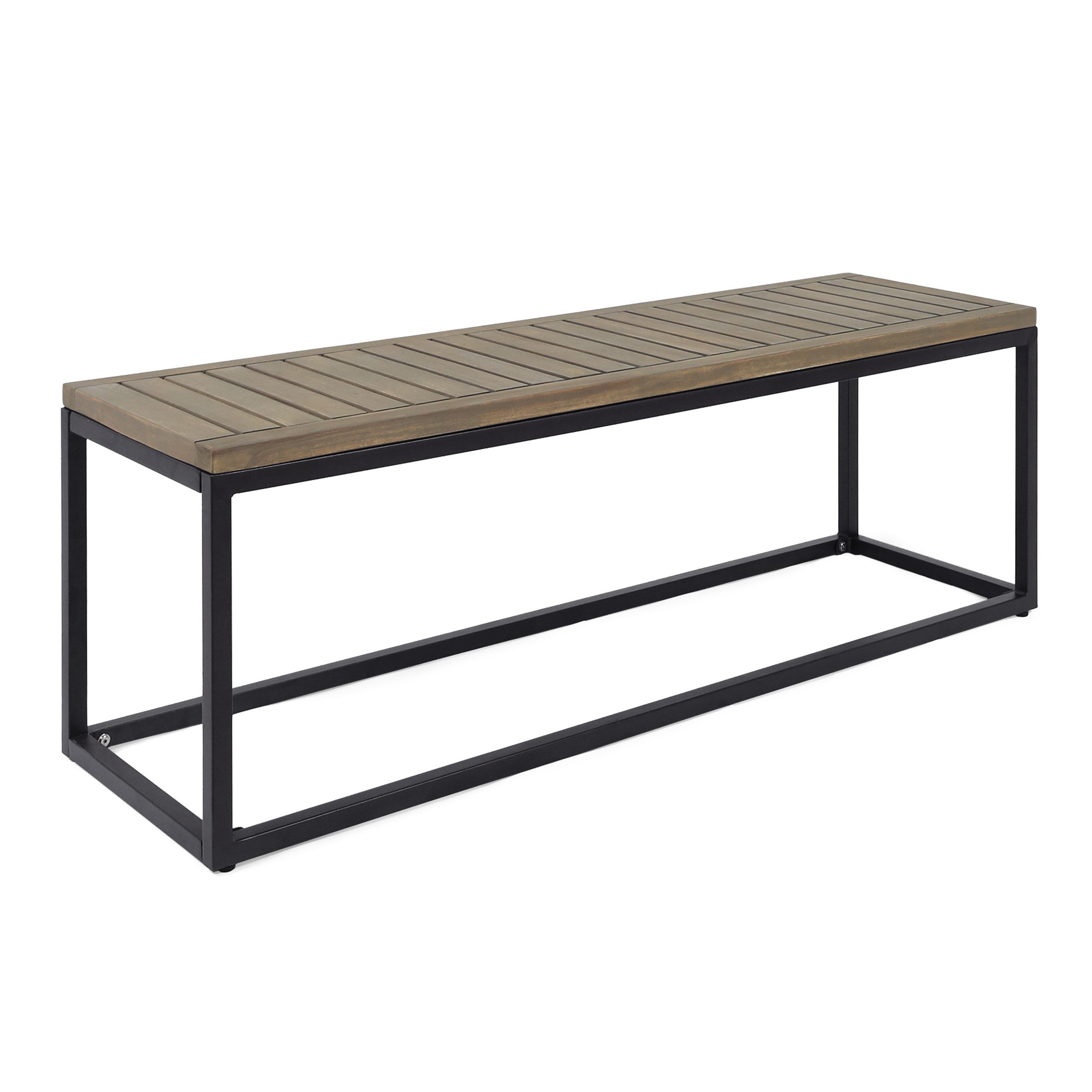 JECO Industrial Wood and Metal Outdoor Bench