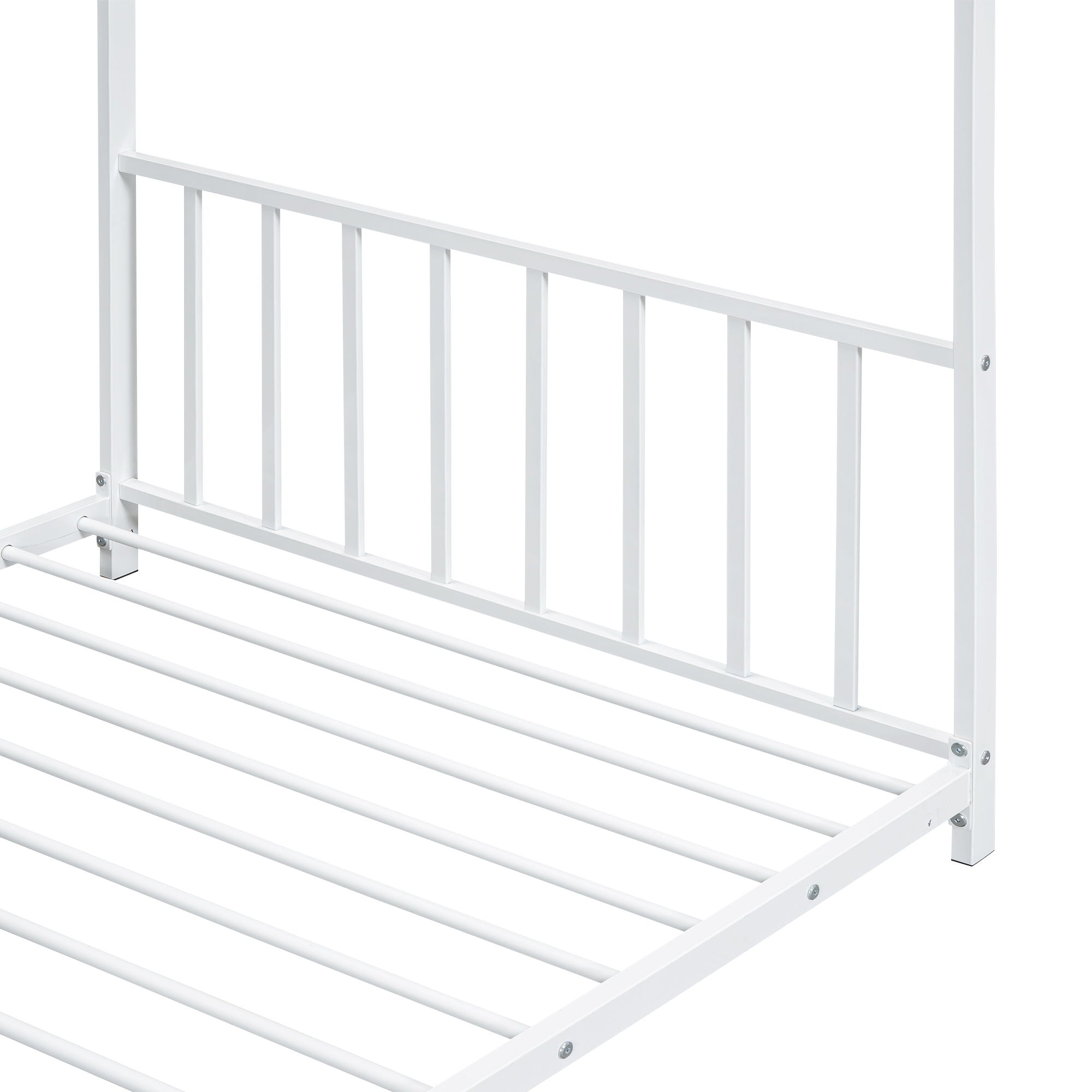 Twin Size Metal House Platform Bed - White