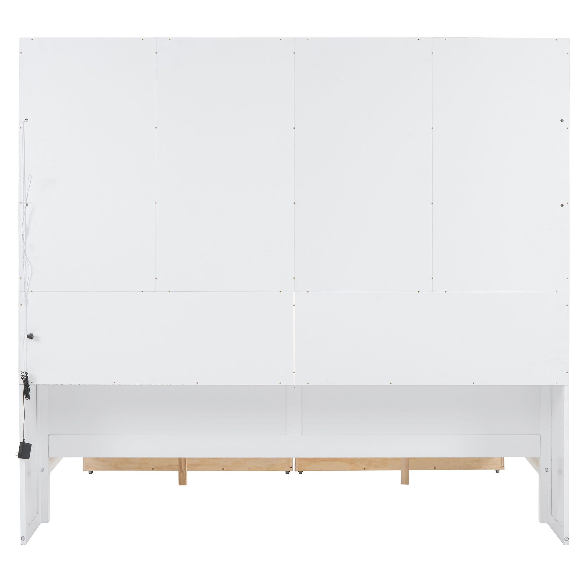 Daybed With Glass Door Storage Cabinets, Built In LED Lighting And Shelves