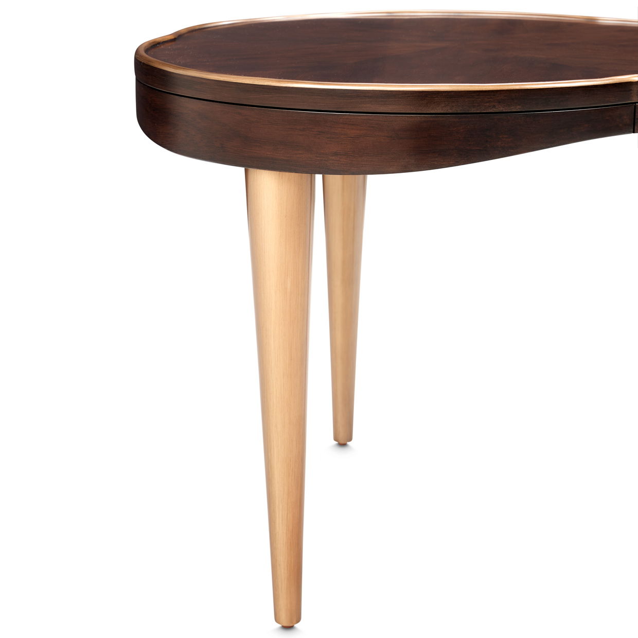 Camellia Field - End Table - Dark Brown / Gold
