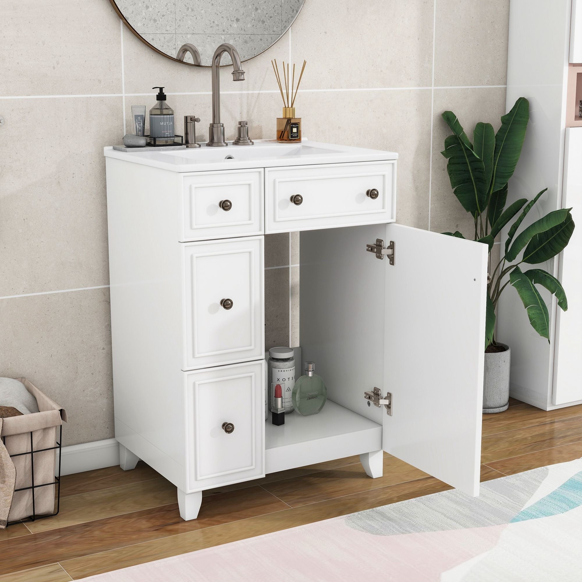 Bathroom Vanity Cabinet With Sink - White