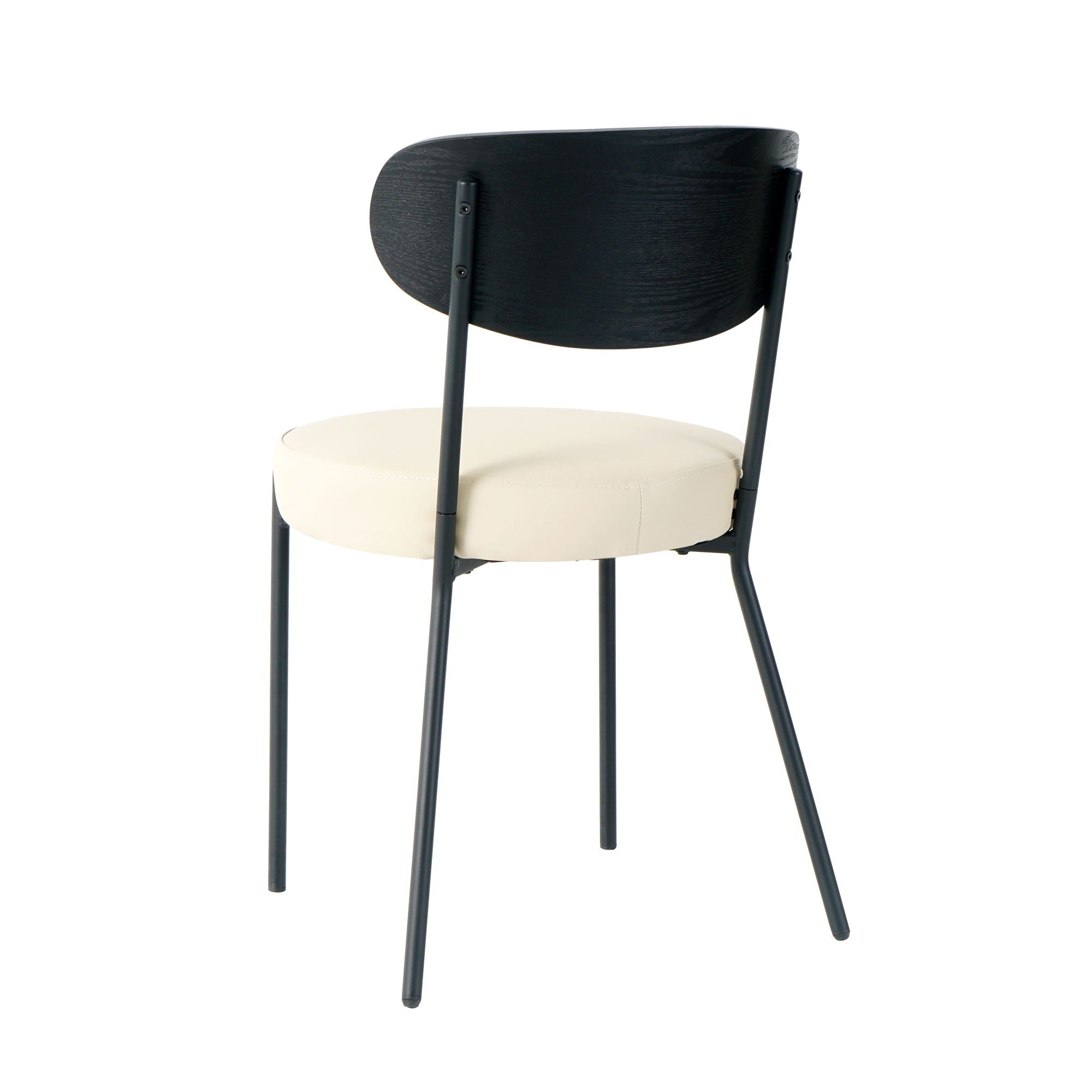 Modern Bentwood Dining Chair, Metal Legs, Ash Veneer Back, (Set of 2) - Cream