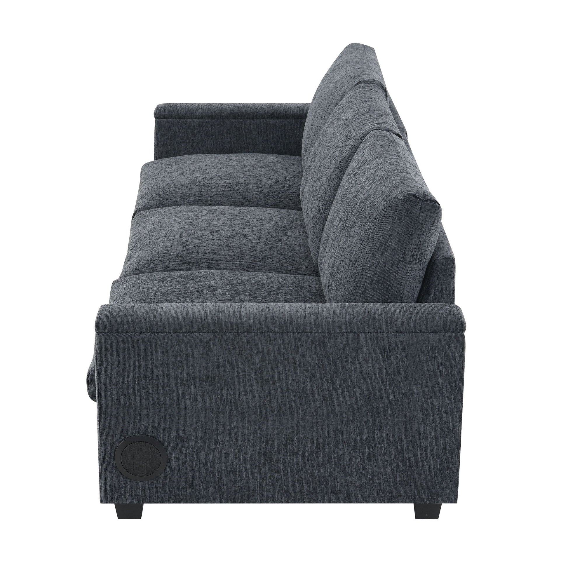 Sectional With Bluetooth Speaker Comfy Cloud Couch Set With Drop Down Table Cup Holders, USB Charger Storage Armrest Wide Seat Sofa - Best Buy Furniture