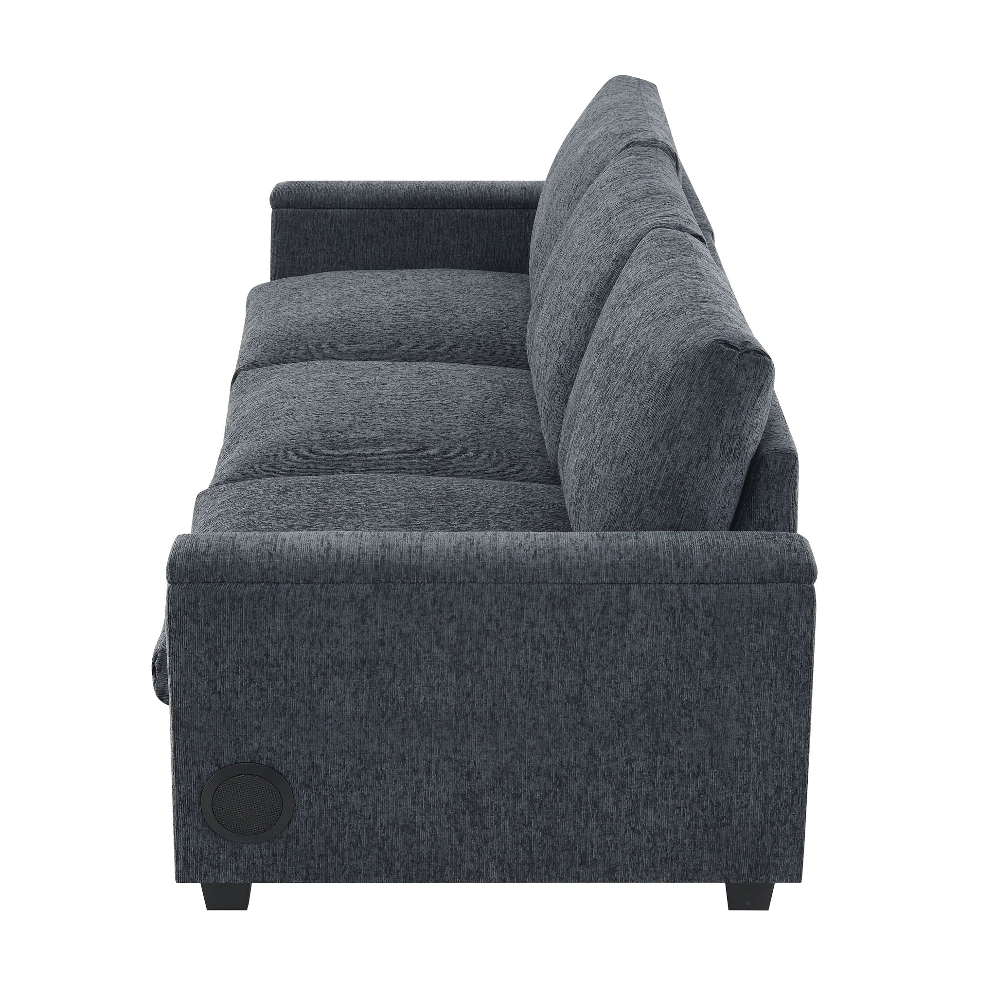 Sectional With Bluetooth Speaker Comfy Cloud Couch Set With Drop Down Table Cup Holders, USB Charger Storage Armrest Wide Seat Sofa - Best Buy Furniture