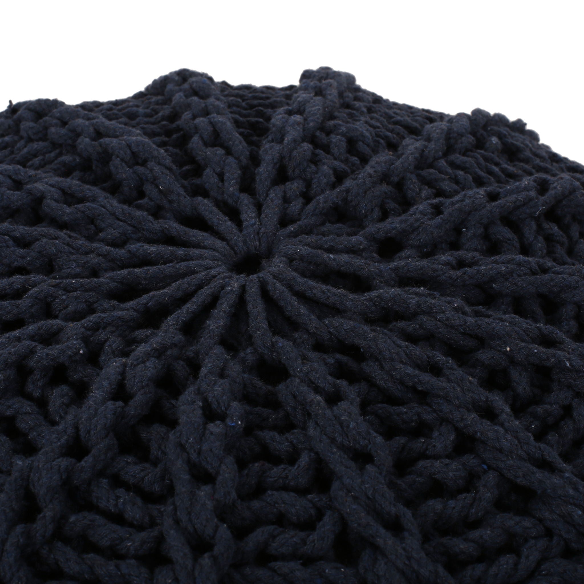 Bordeaux - Knitted Cotton Round Pouf Ottoman And Floor Cushion