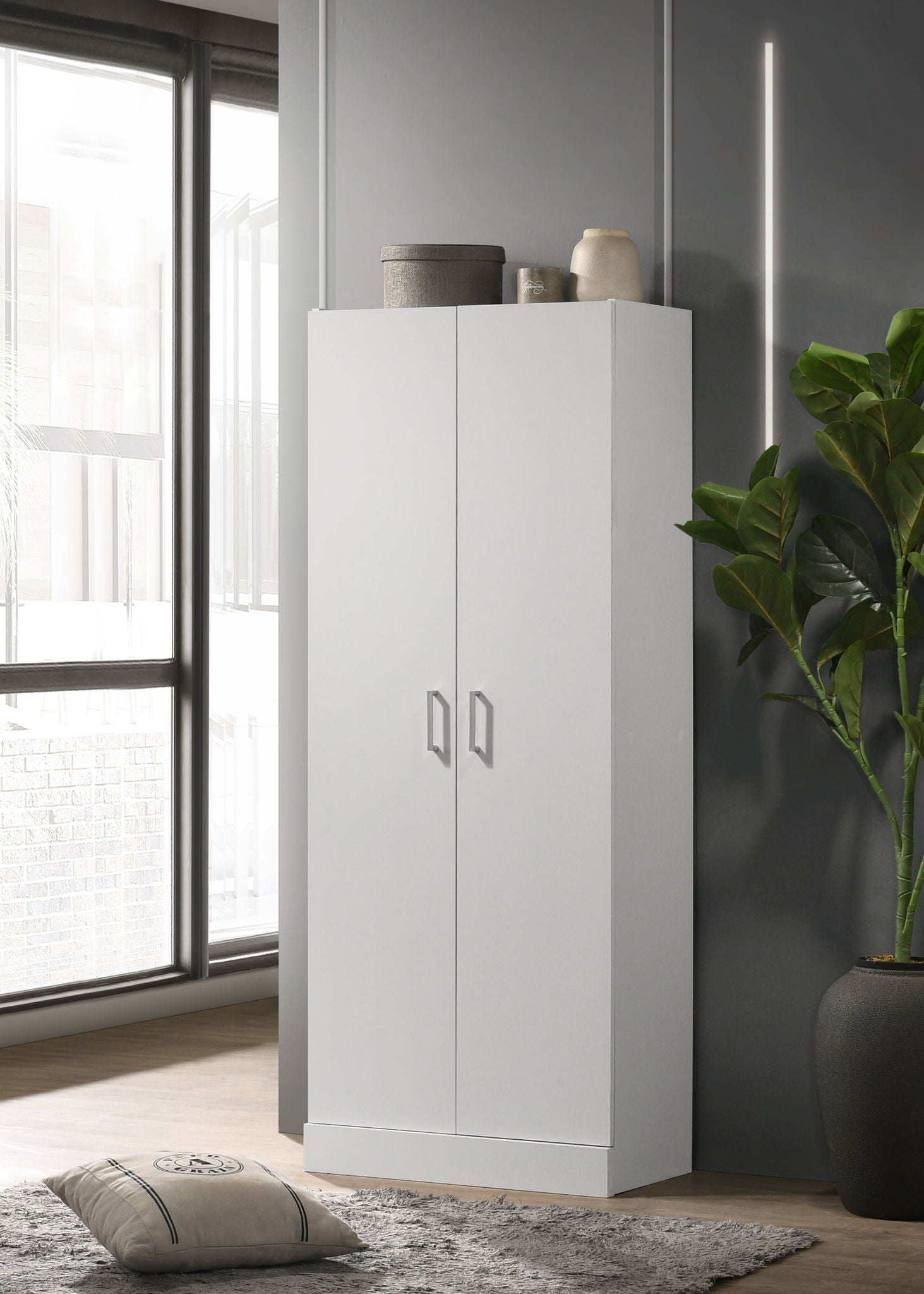 Alara - Height Simplistic Double Door Storage Cabinet - White
