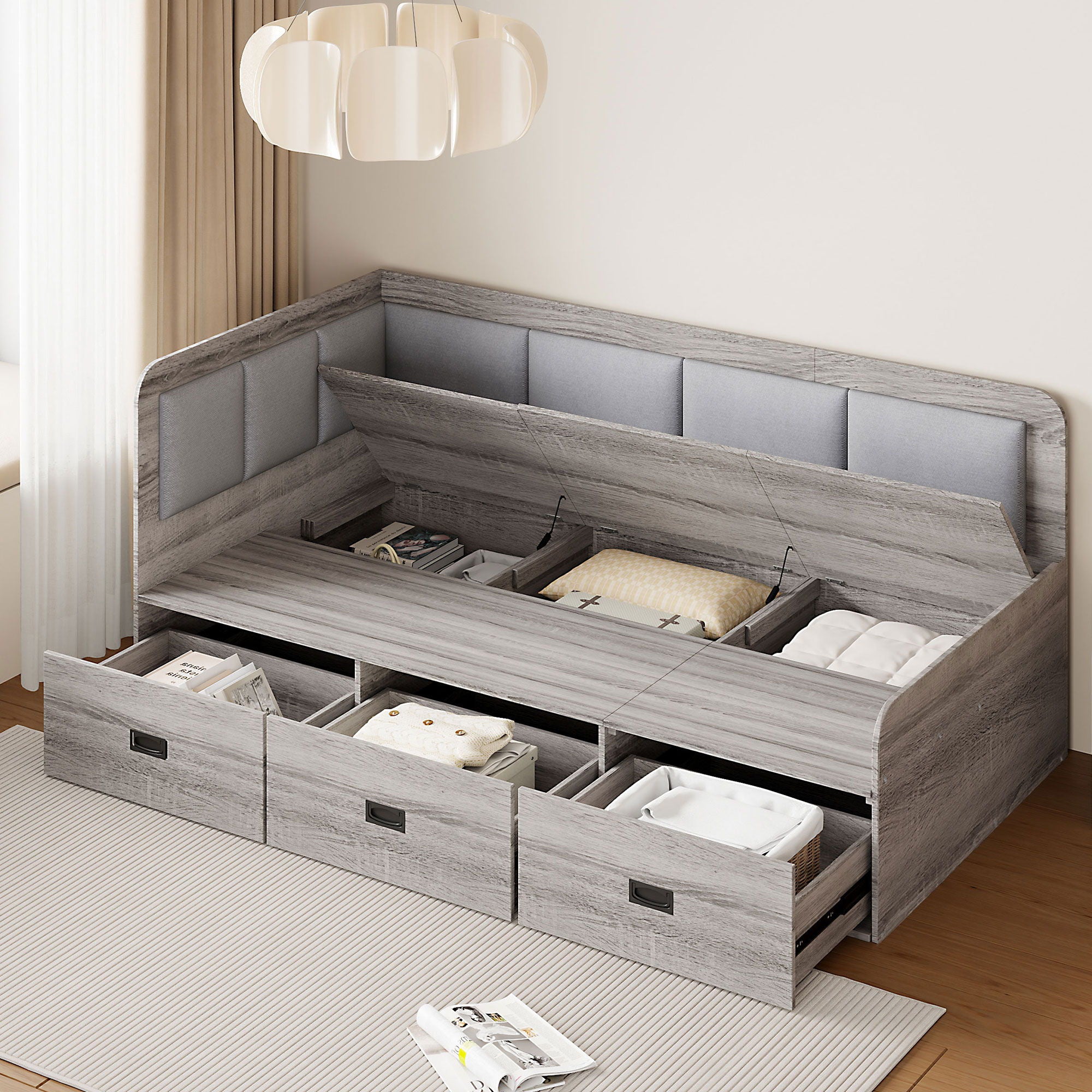 Daybed With 3 Drawers And 3 Storage Compartments