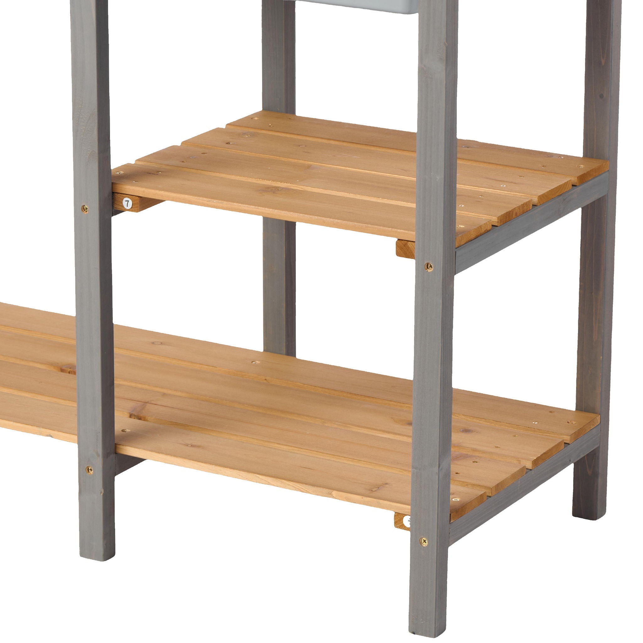 Outdoor Potting - Bench, Workstation Table With Cabinet For Backyard Garden Supplies - Gray / Brown