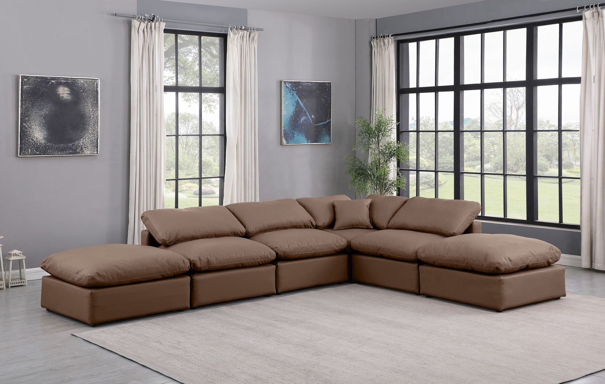 Indulge - Faux Leather 6 Piece Modular Armless Sectional