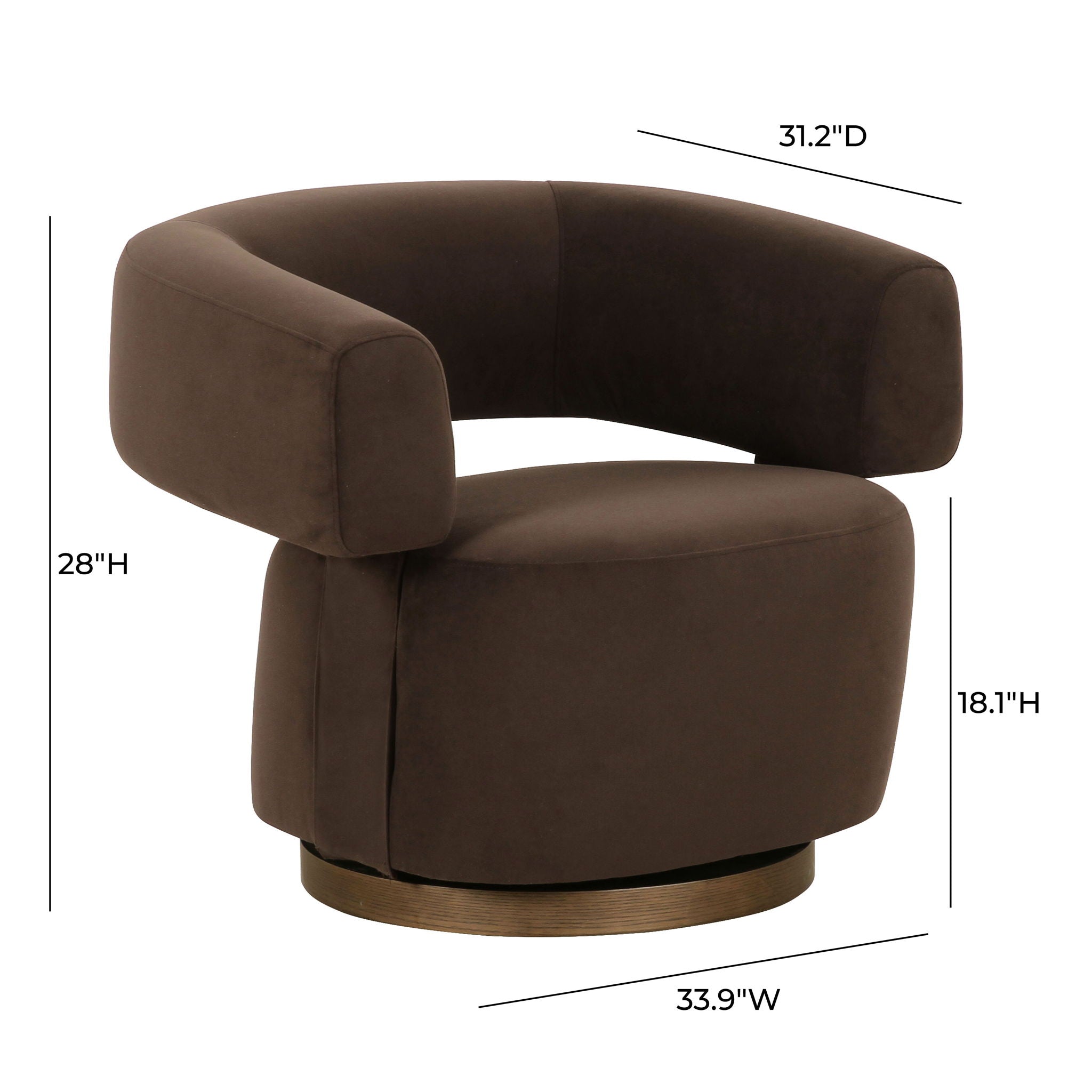River - Performance Velvet Swivel Accent Chair - Chocolate Brown