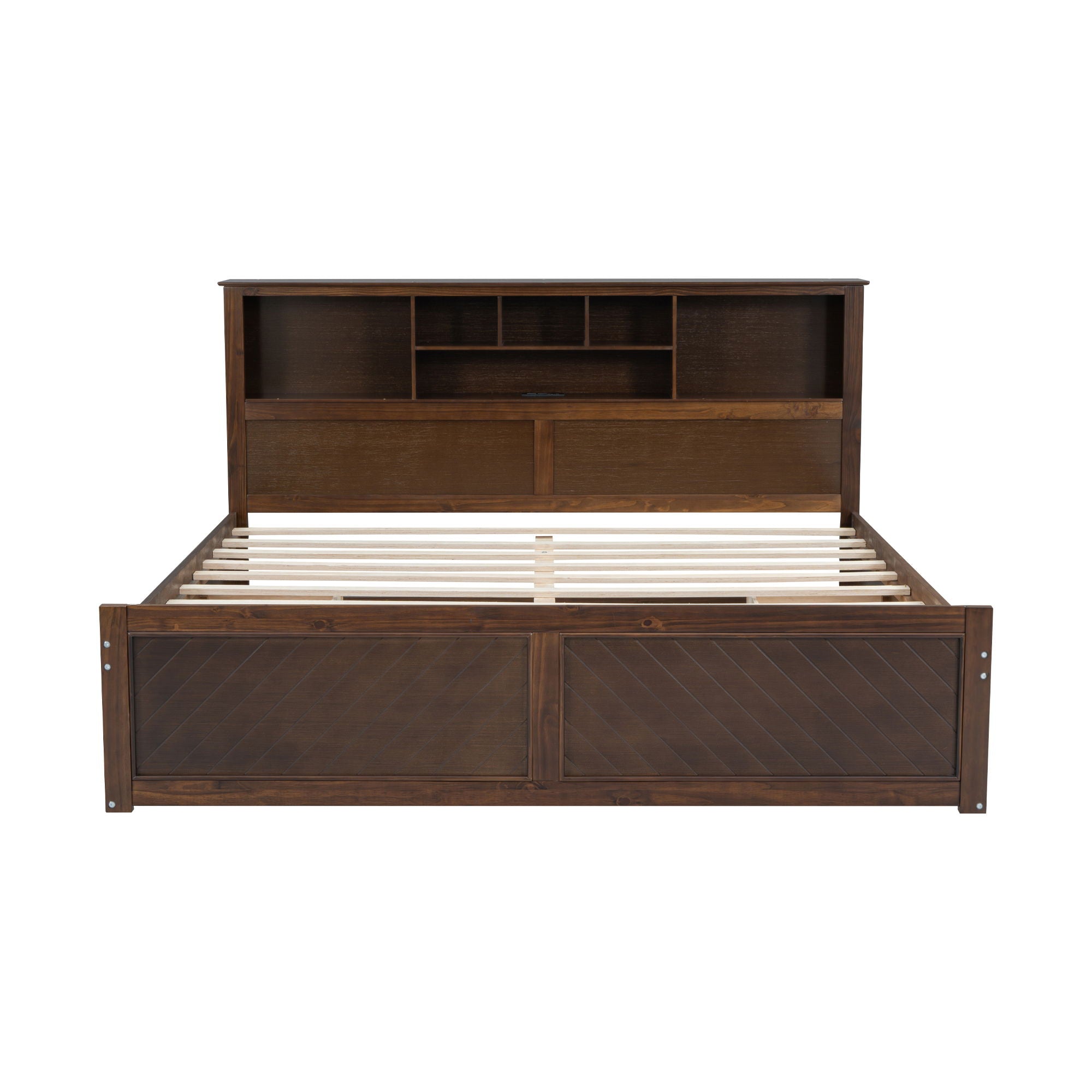 Platform Bed With Multi Storage Headboard, USB And Drawers