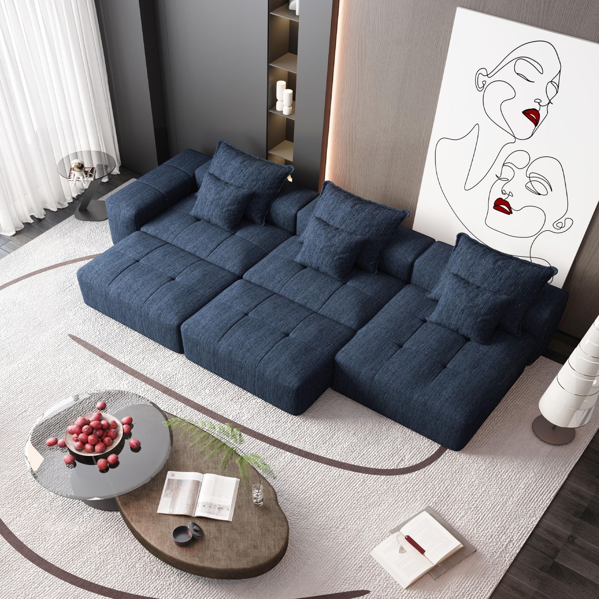 Modern Oversized Diy Combination Modular Sectional Sofa With Pillows