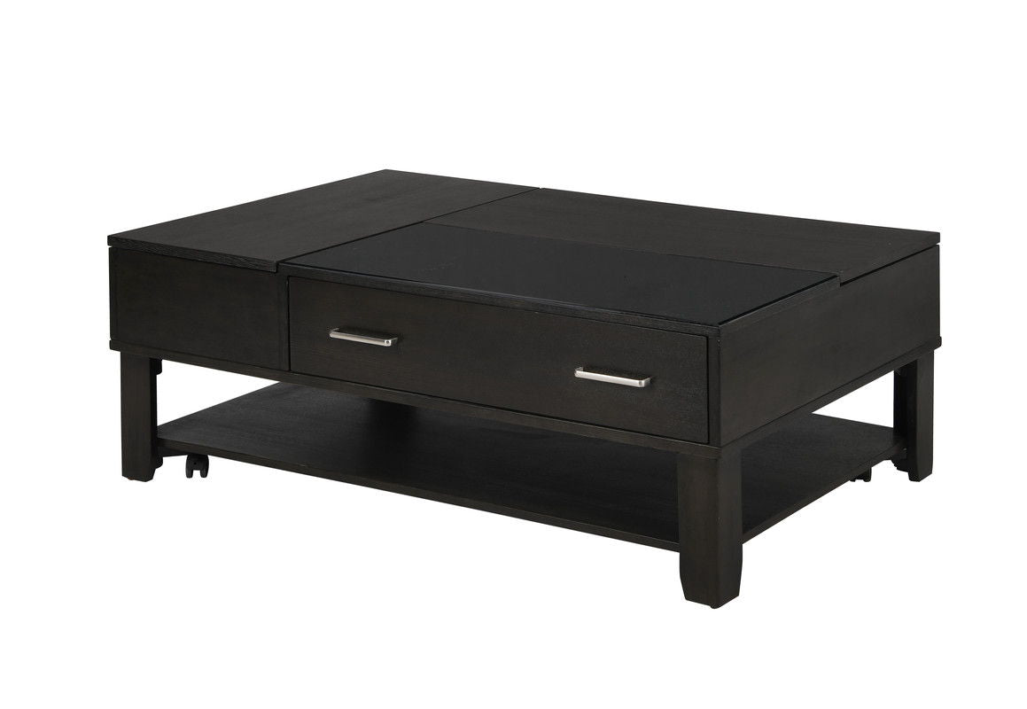 Bruno - Wooden Table With Tempered Glass Top And Drawer - Best Buy Furniture