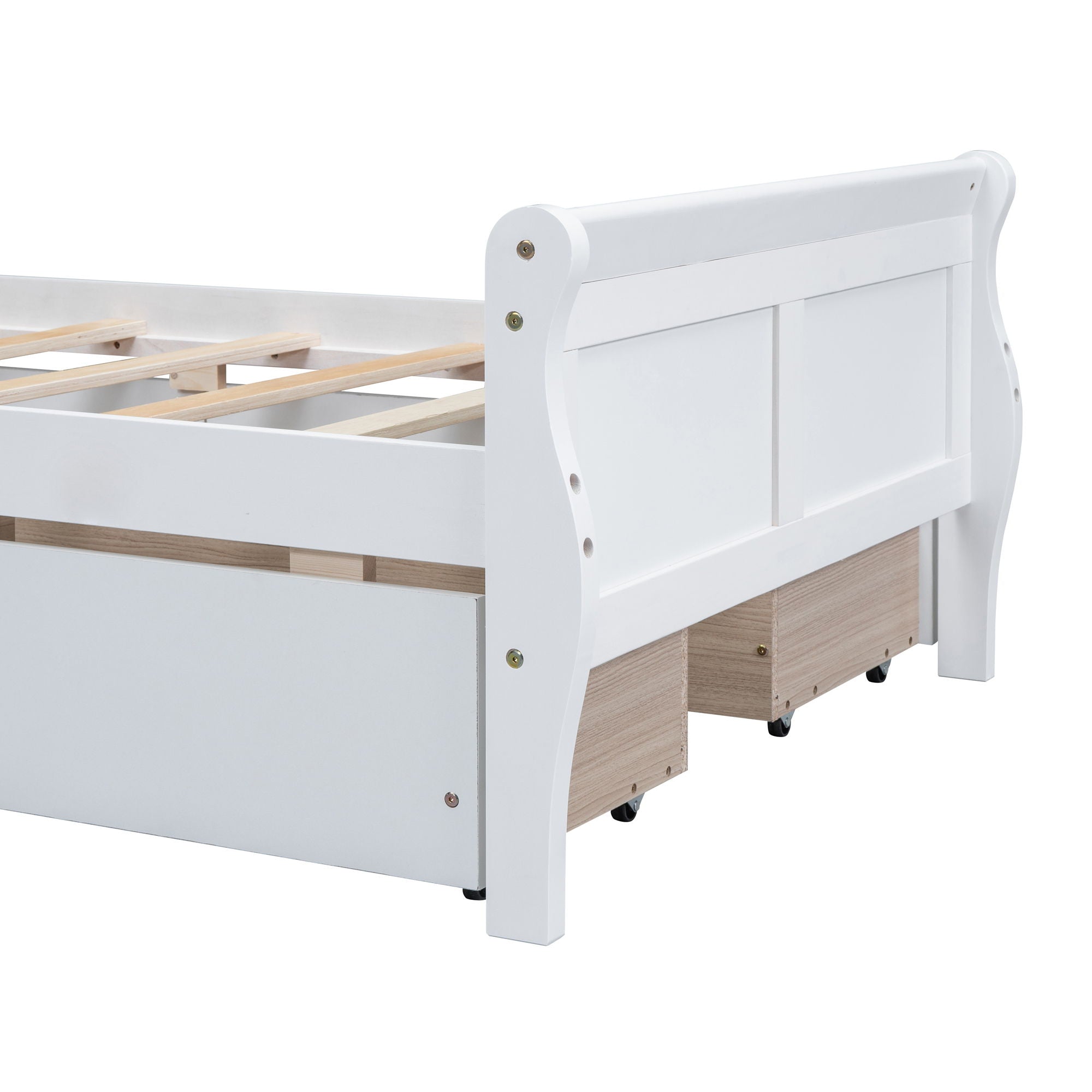 Platform Bed Frame Mattress Foundation Sleigh Bed With Headboard / Footboard / Wood Slat Suppor