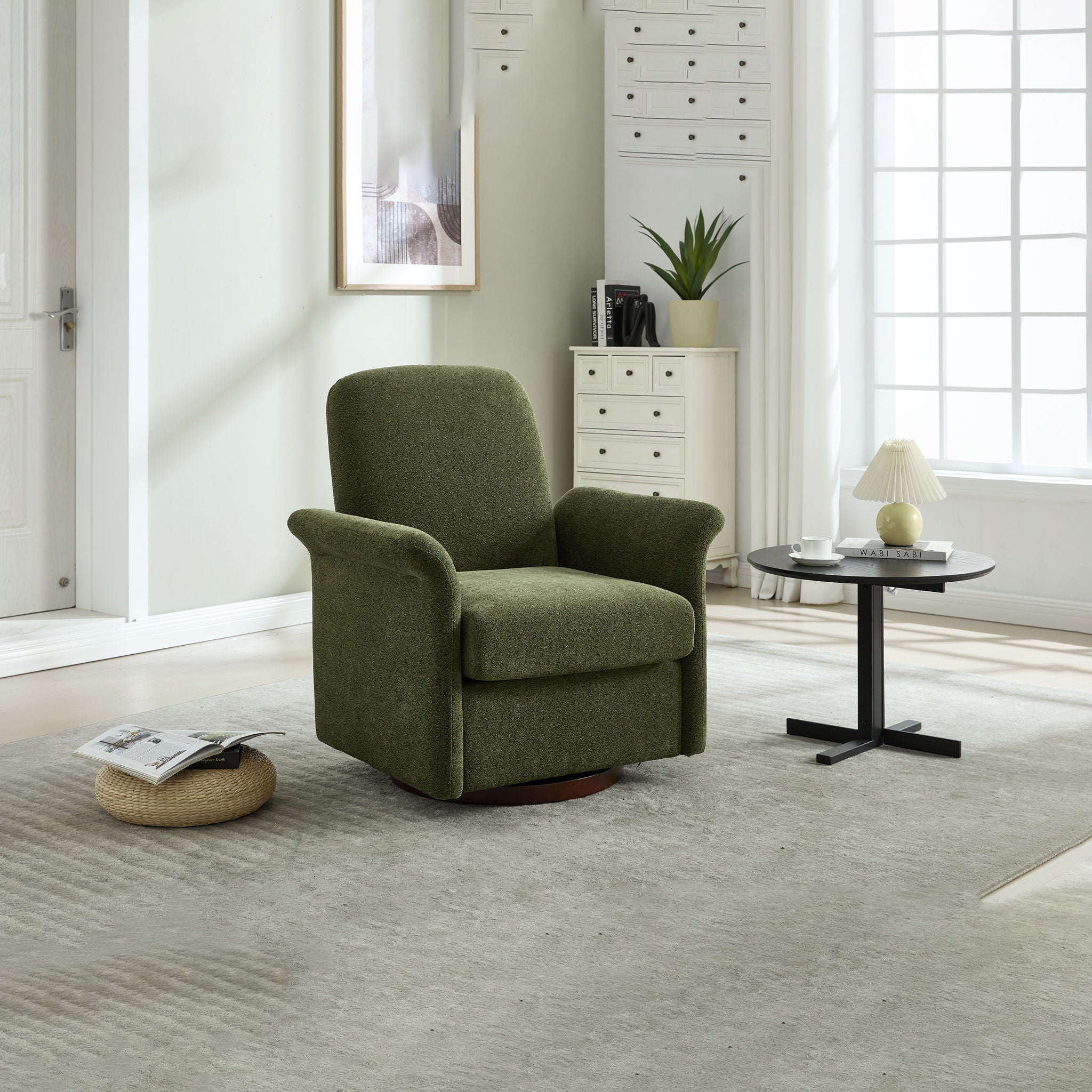 Modern Swivel Barrel Accent Chair With Base