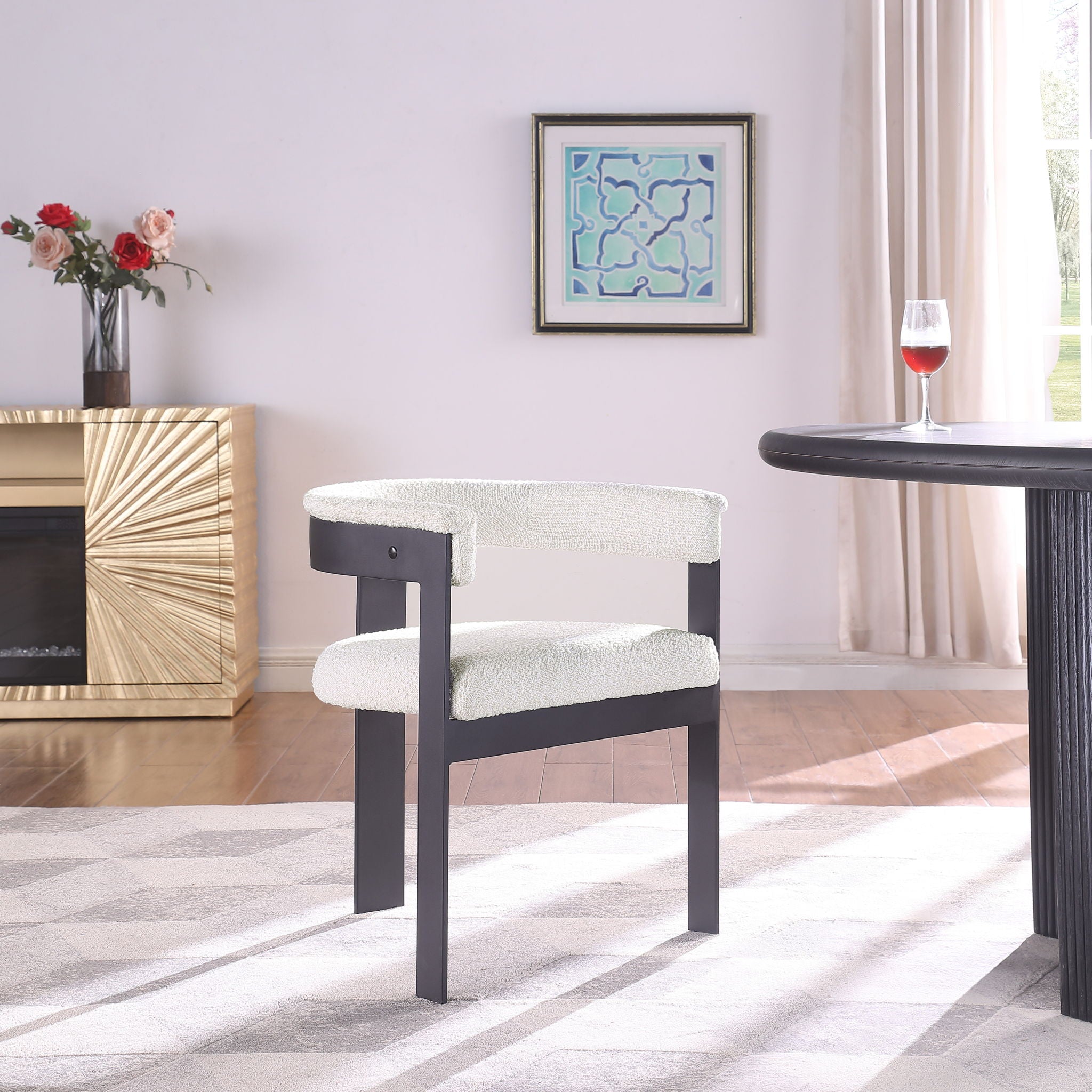 Romeo - Boucle Dining Chair With Black Base (Set of 2)